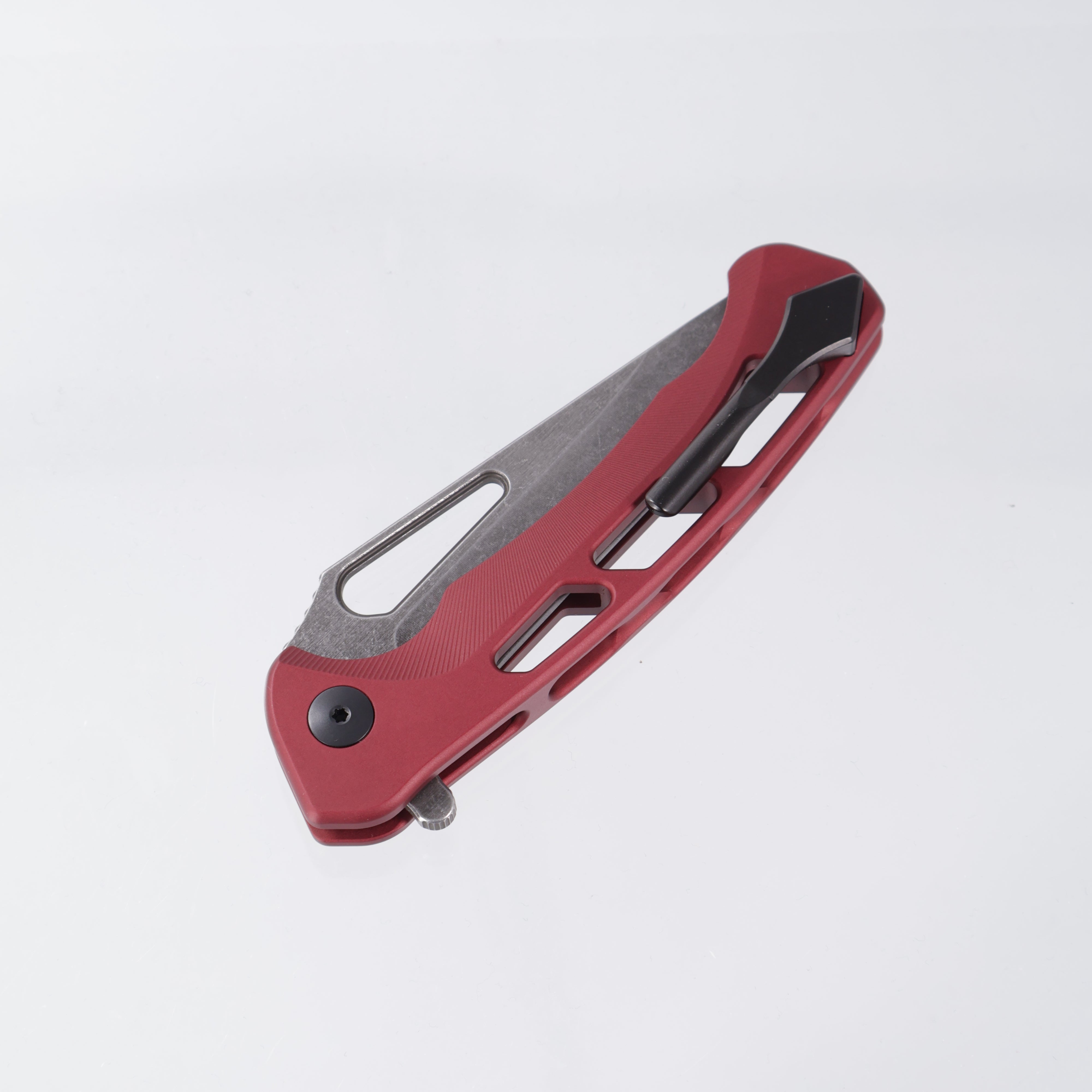 Dead Reckon Ridgeback Vertebrae Integral - Modified ClipPoint, S45VN Dark Stonewash - Dark Red Aluminum - RB-3462-67 DRK