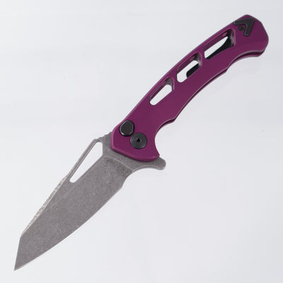 Dead Reckon Ridgeback Vertebrae Integral - Reverse Tanto, S45VN Dark Stonewash - Purple Aluminum - RB-4462-67 DRK