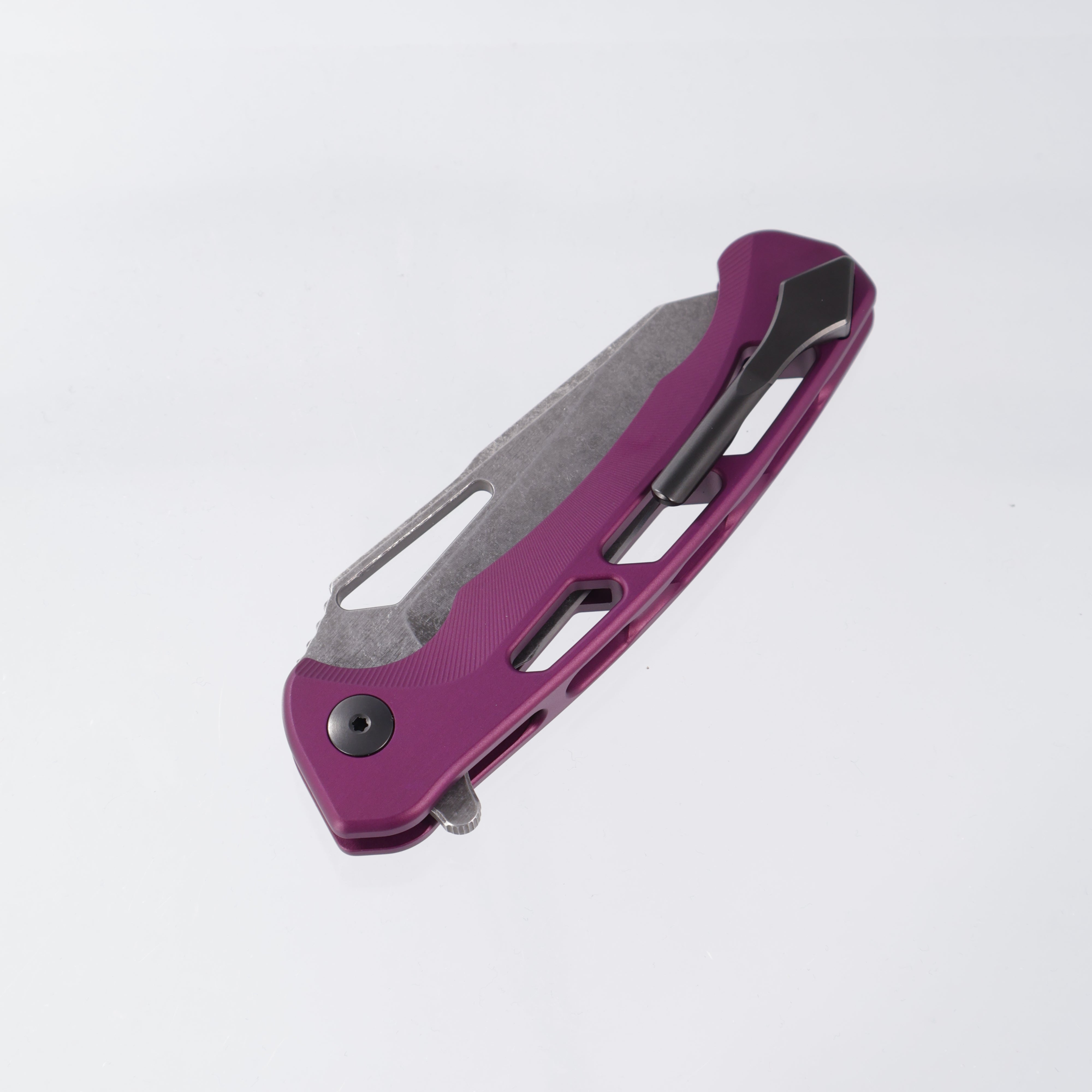 Dead Reckon Ridgeback Vertebrae Integral - Reverse Tanto, S45VN Dark Stonewash - Purple Aluminum - RB-4462-67 DRK