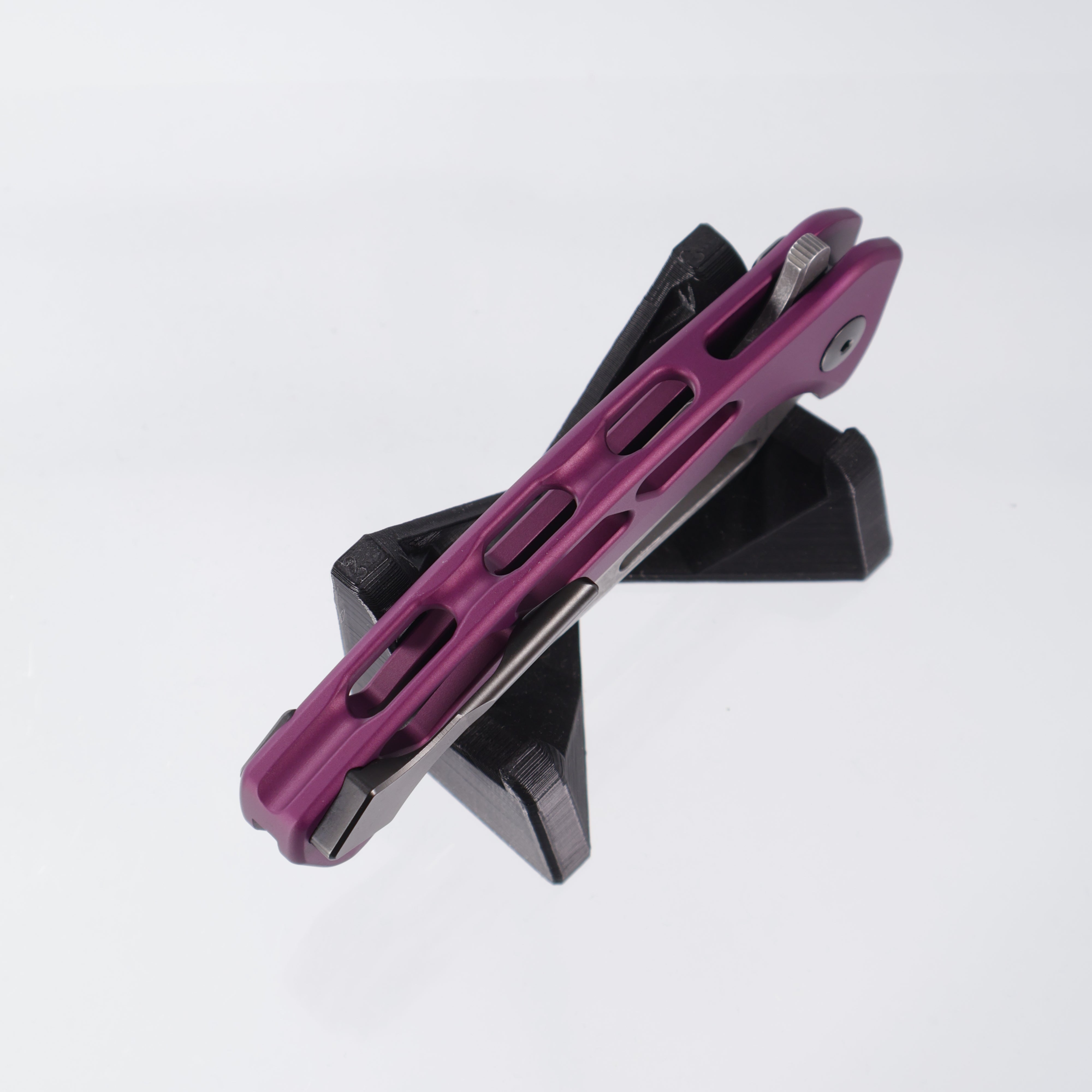 Dead Reckon Ridgeback Vertebrae Integral - Reverse Tanto, S45VN Dark Stonewash - Purple Aluminum - RB-4462-67 DRK