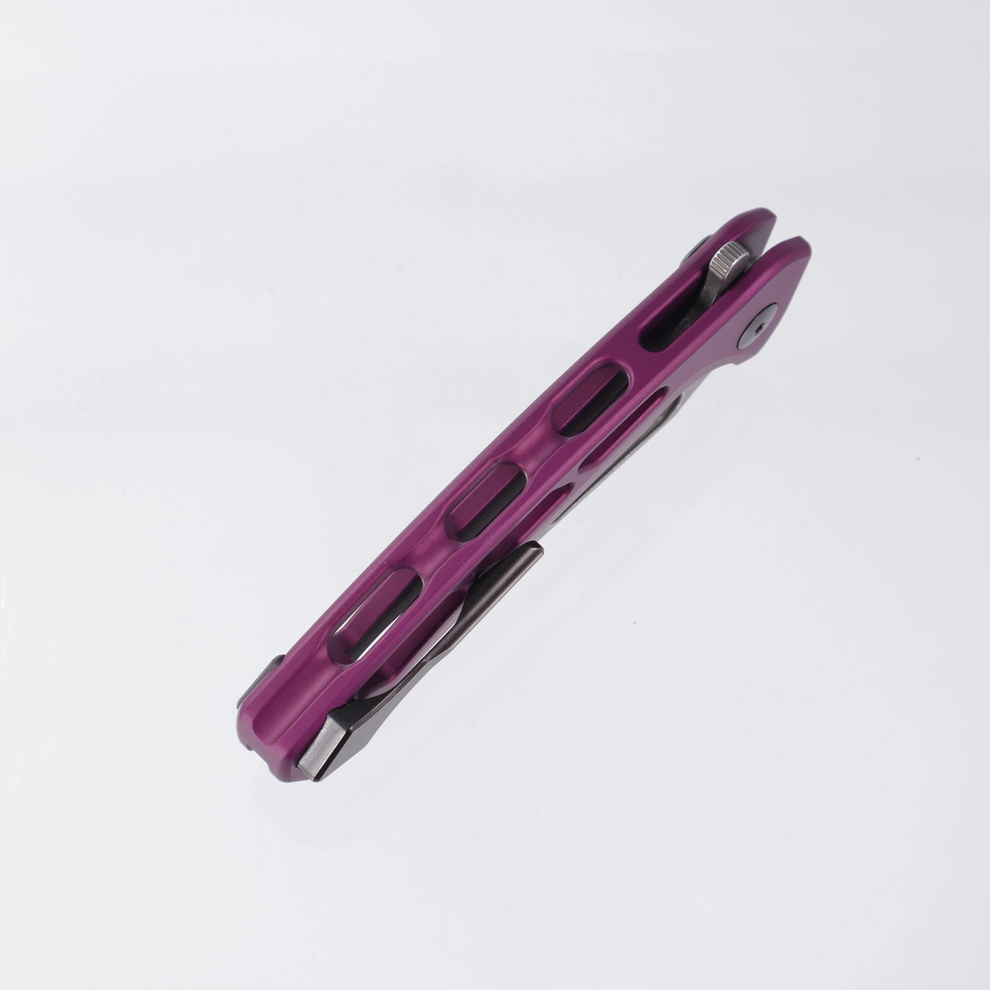 Dead Reckon Ridgeback Vertebrae Integral - Modified ClipPoint, S45VN Dark Stonewash - Purple Aluminum - RB-3462-67 DRK