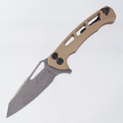 Dead Reckon Ridgeback Vertebrae Integral - Reverse Tanto, Magnacut Dark Stonewash - Sand Aluminum - RB-4562-67 (Sand Matte, Tan)