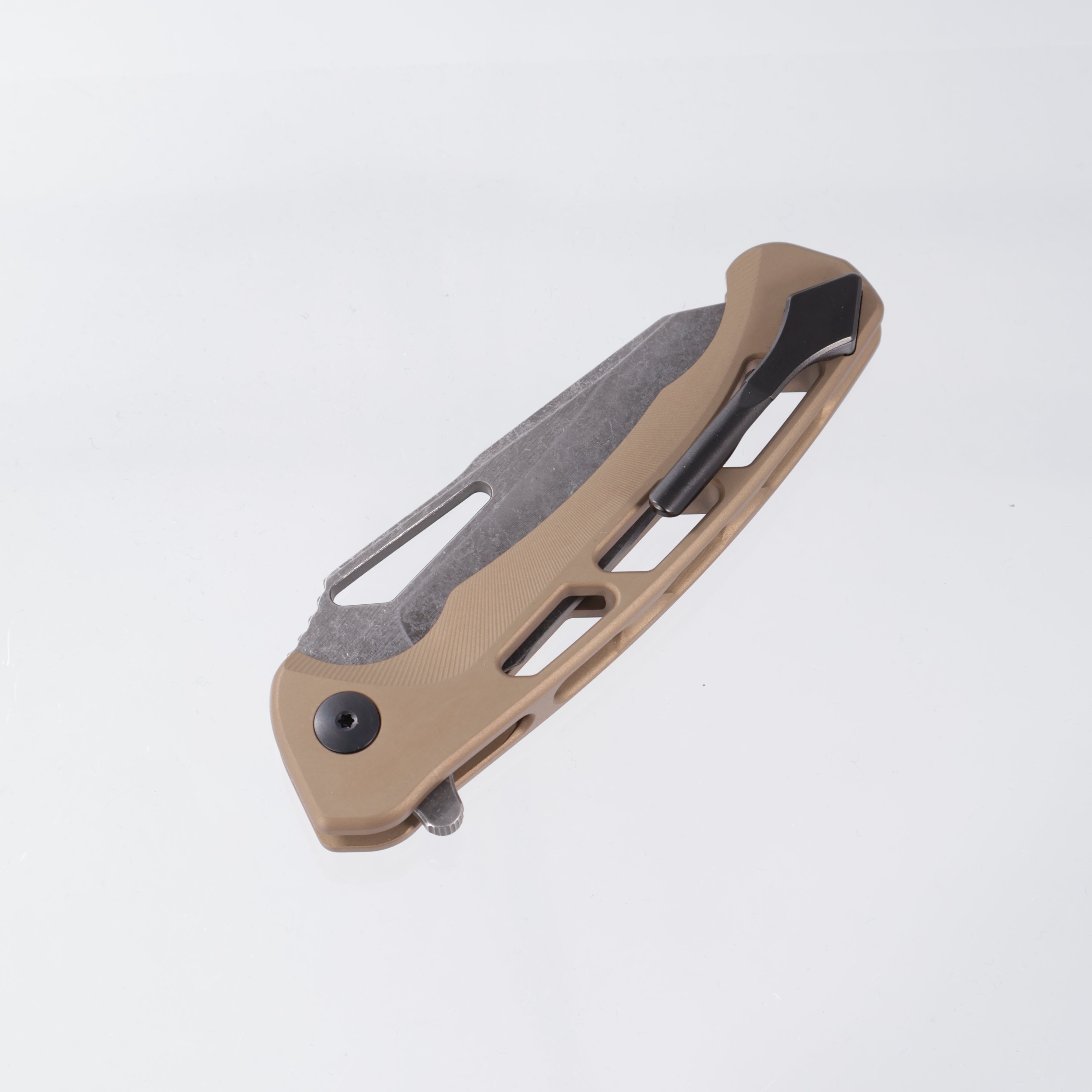 Dead Reckon Ridgeback Vertebrae Integral - Reverse Tanto, S45VN Dark Stonewash - Sand Aluminum - RB-4462-67 DRK (Sand Matte, Tan)