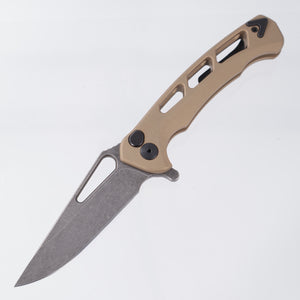 Dead Reckon Ridgeback Vertebrae Integral - Modified ClipPoint, S45VN Dark Stonewash - Sand Aluminum - RB-3462-67 DRK (Sand Matte, Tan)