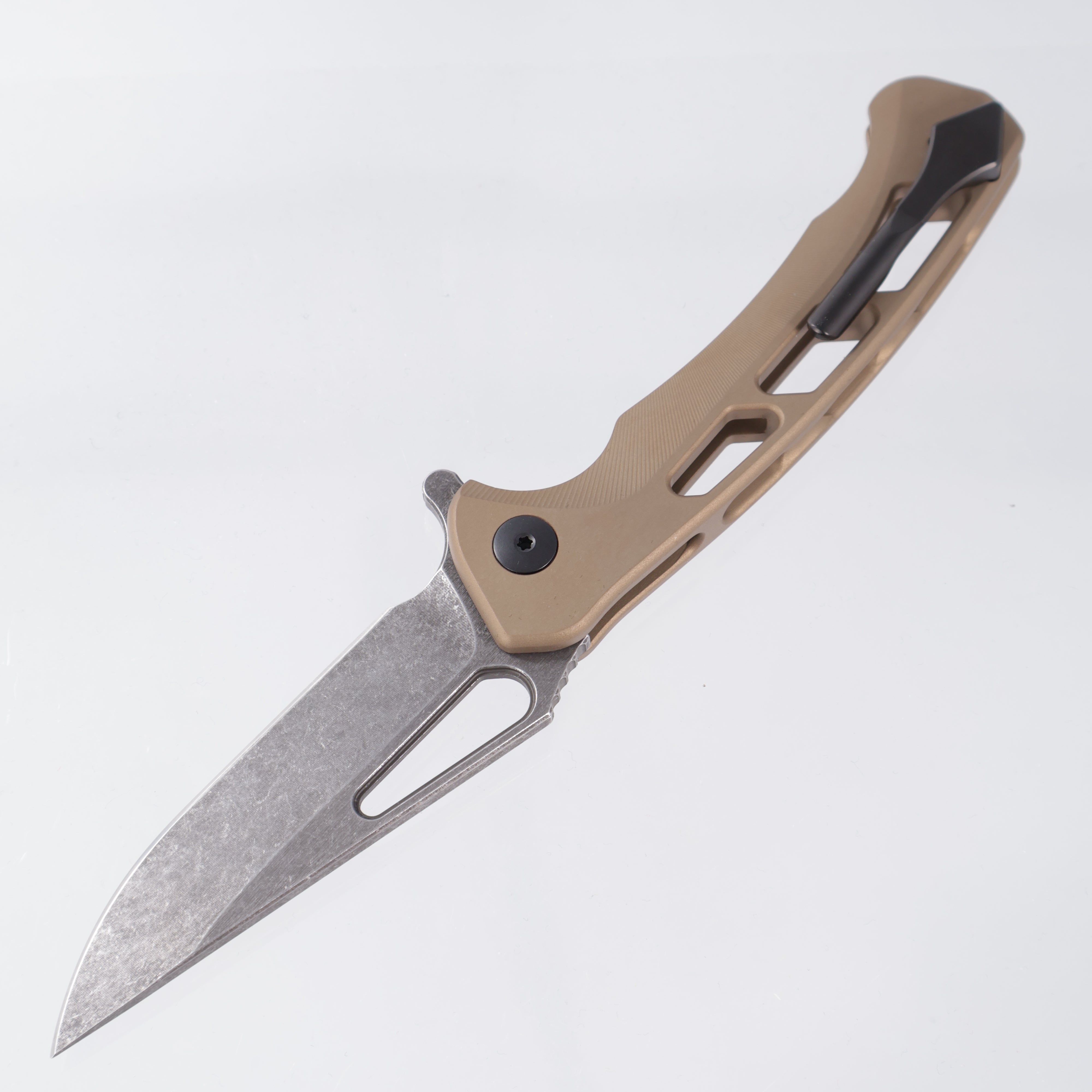 Dead Reckon Ridgeback Vertebrae Integral - Modified ClipPoint, S45VN Dark Stonewash - Sand Aluminum - RB-3462-67 DRK (Sand Matte, Tan)