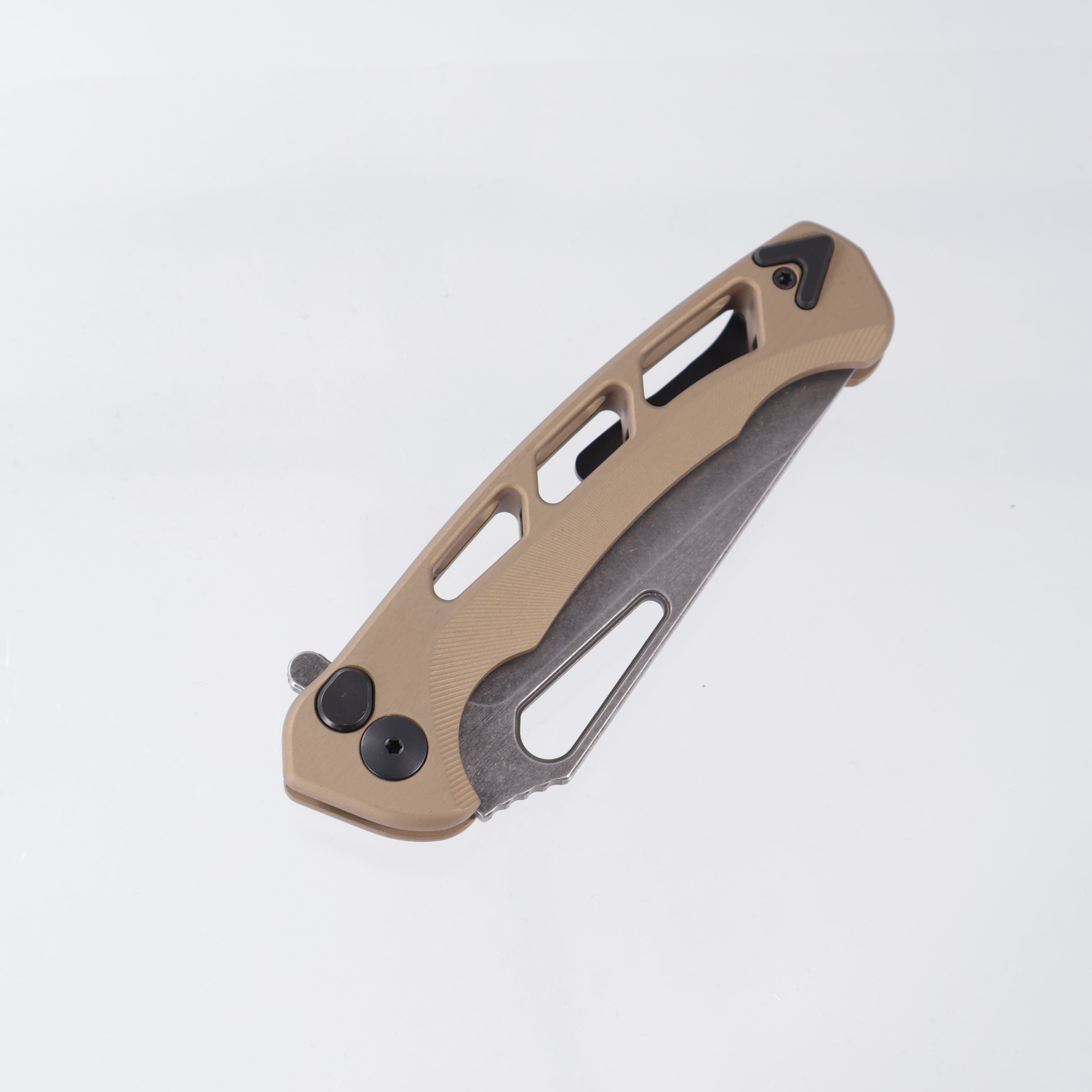 Dead Reckon Ridgeback Vertebrae Integral - Modified ClipPoint, S45VN Dark Stonewash - Sand Aluminum - RB-3462-67 DRK (Sand Matte, Tan)