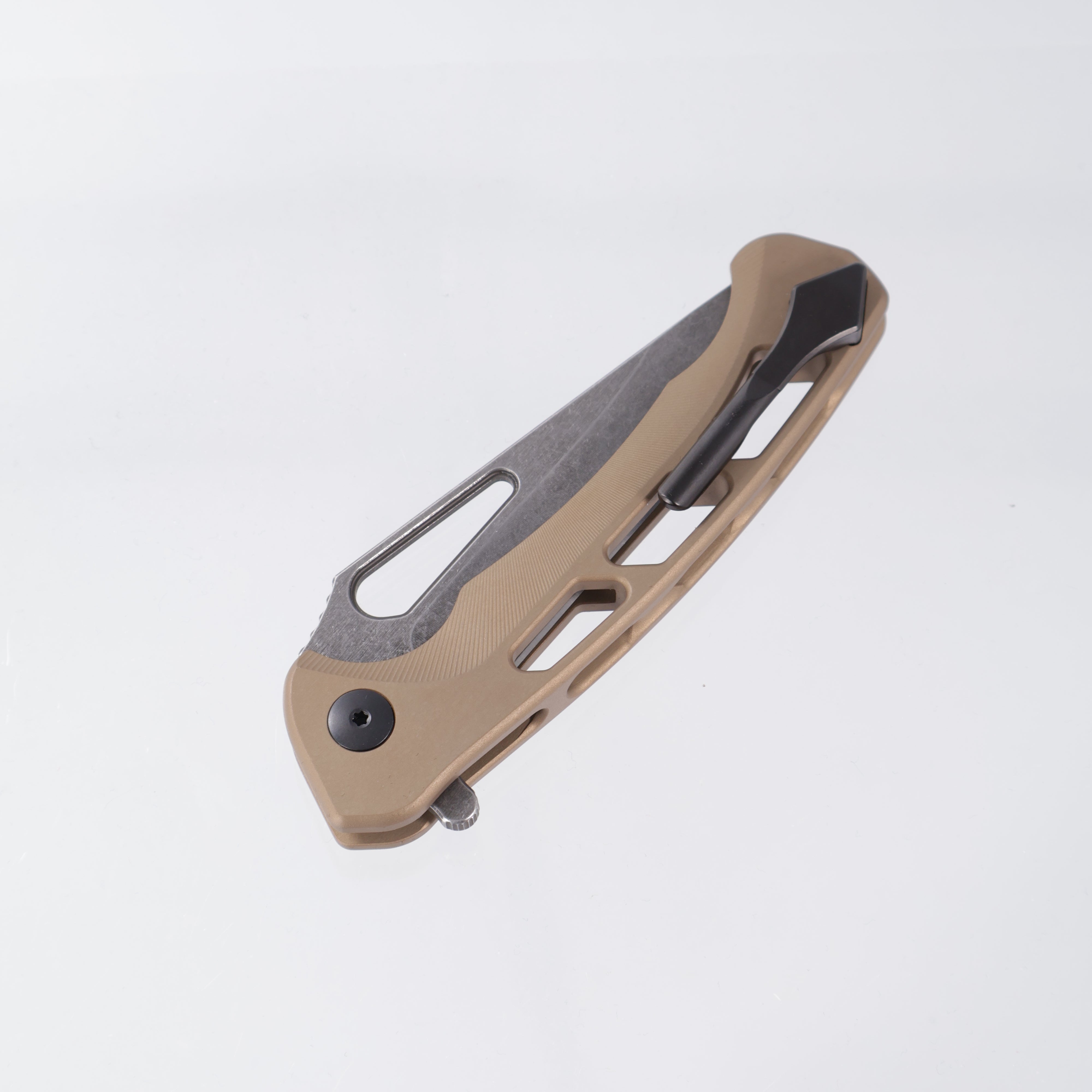 Dead Reckon Ridgeback Vertebrae Integral - Modified ClipPoint, S45VN Dark Stonewash - Sand Aluminum - RB-3462-67 DRK (Sand Matte, Tan)