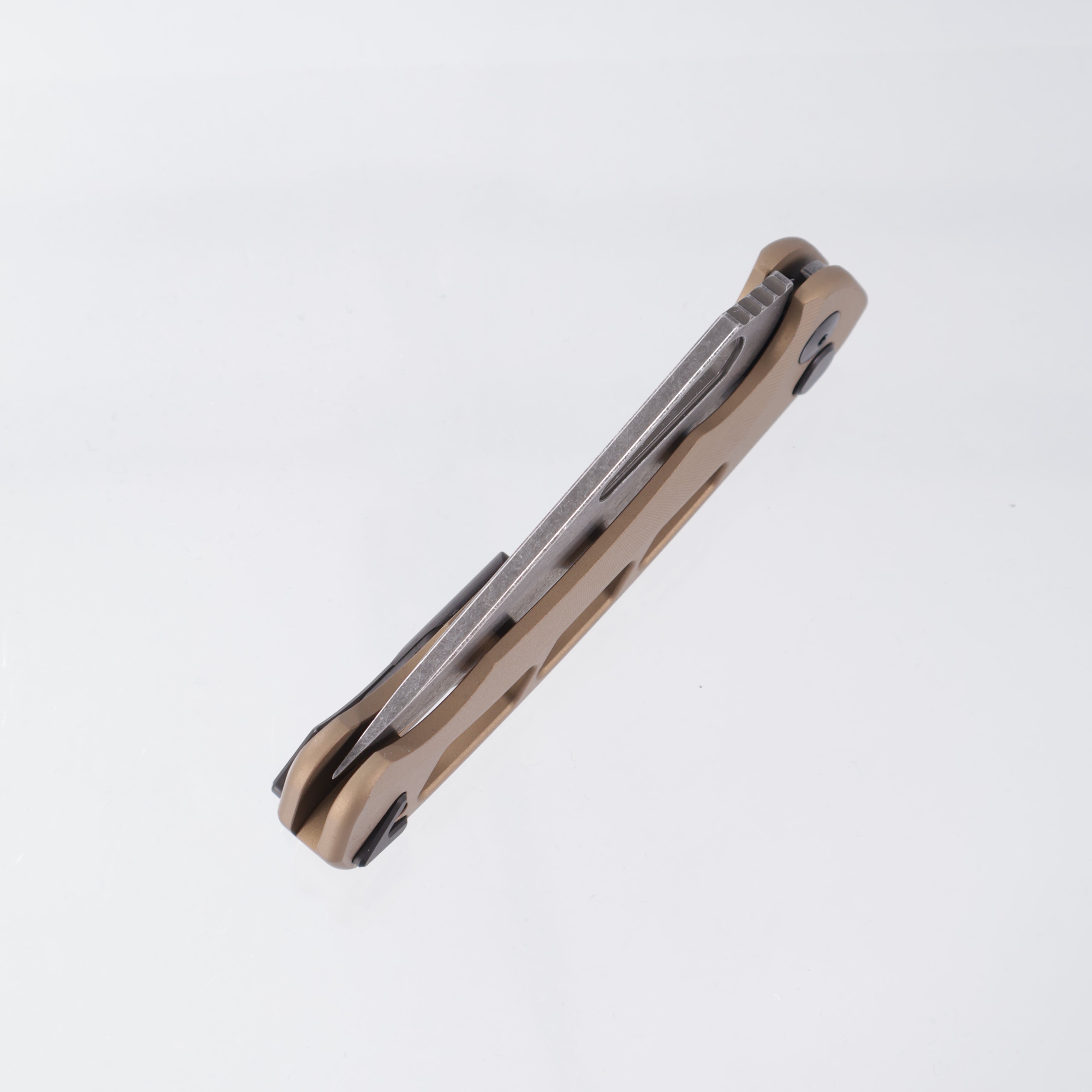 Dead Reckon Ridgeback Vertebrae Integral - Modified ClipPoint, S45VN Dark Stonewash - Sand Aluminum - RB-3462-67 DRK (Sand Matte, Tan)