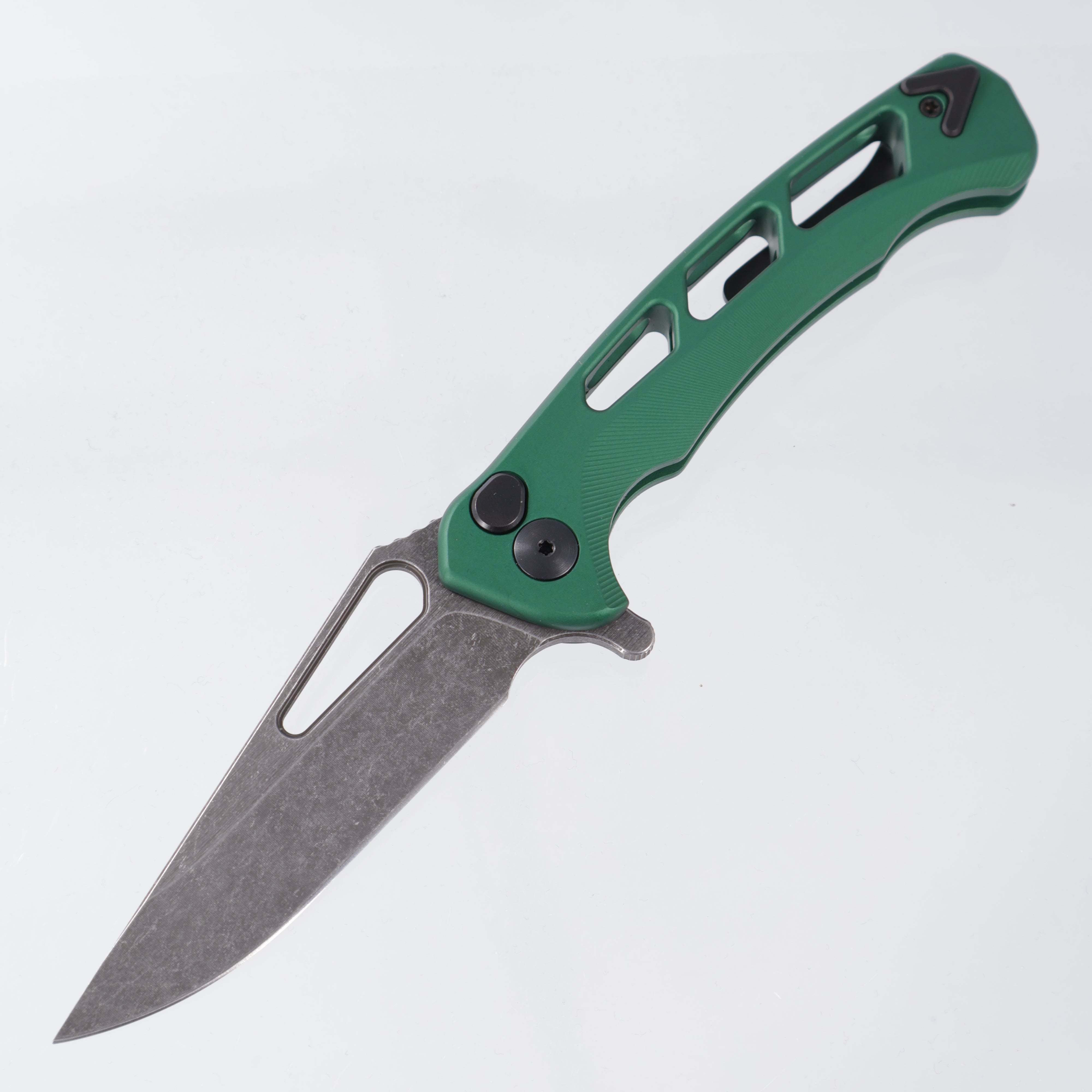Dead Reckon Ridgeback Vertebrae Integral - Modified ClipPoint, S45VN Dark Stonewash - Green Aluminum - RB-3462-67 DRK