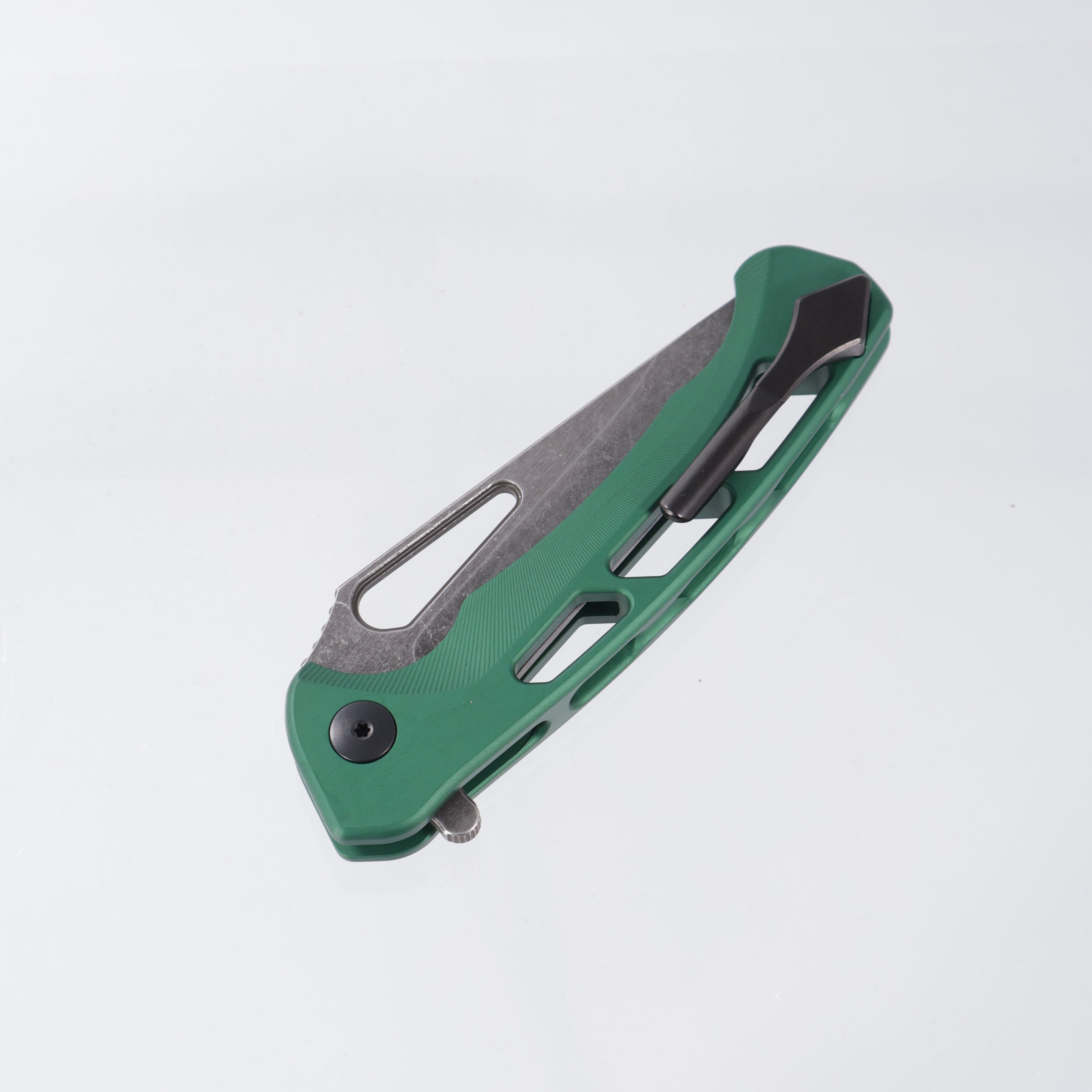 Dead Reckon Ridgeback Vertebrae Integral - Modified ClipPoint, S45VN Dark Stonewash - Green Aluminum - RB-3462-67 DRK