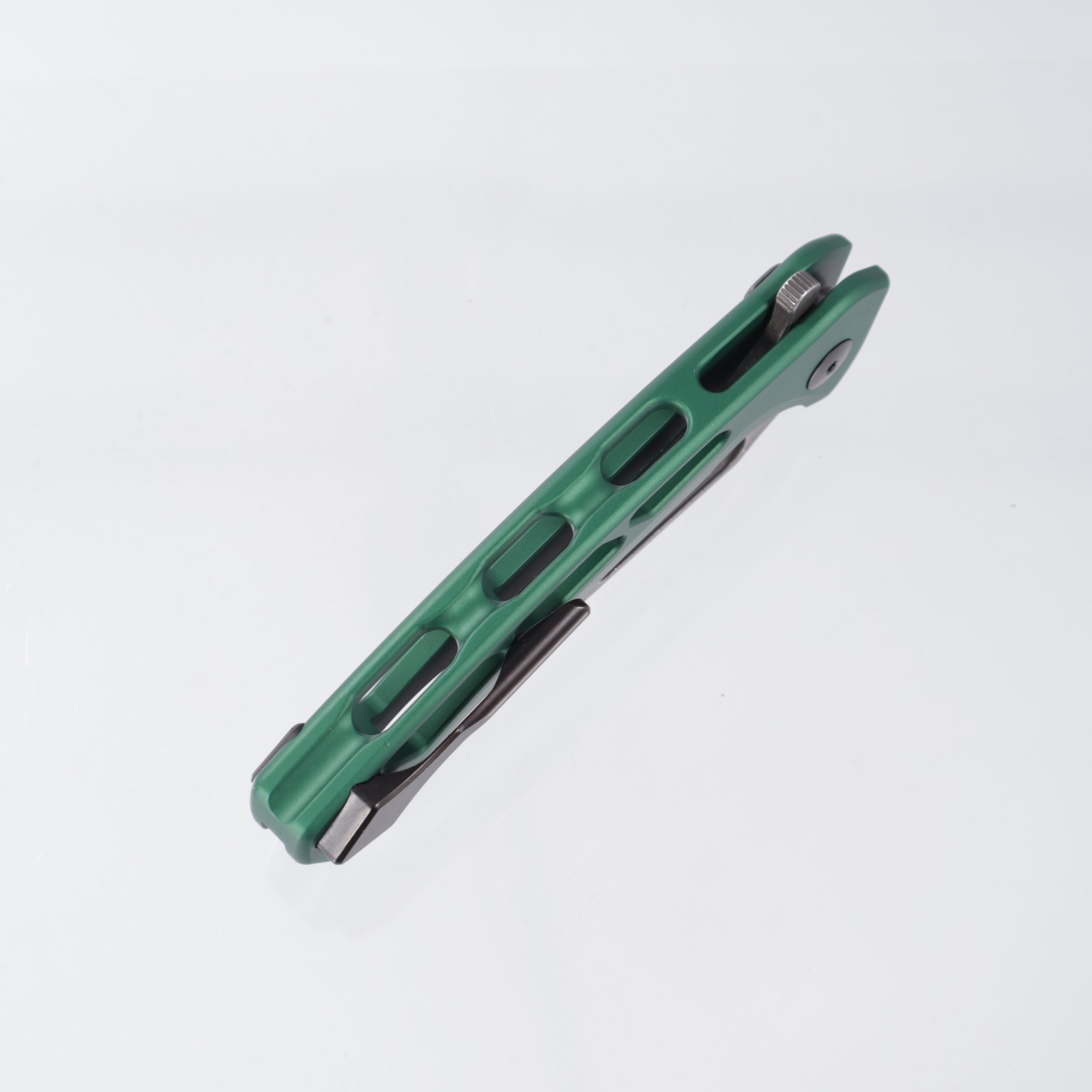 Dead Reckon Ridgeback Vertebrae Integral - Modified ClipPoint, S45VN Dark Stonewash - Green Aluminum - RB-3462-67 DRK