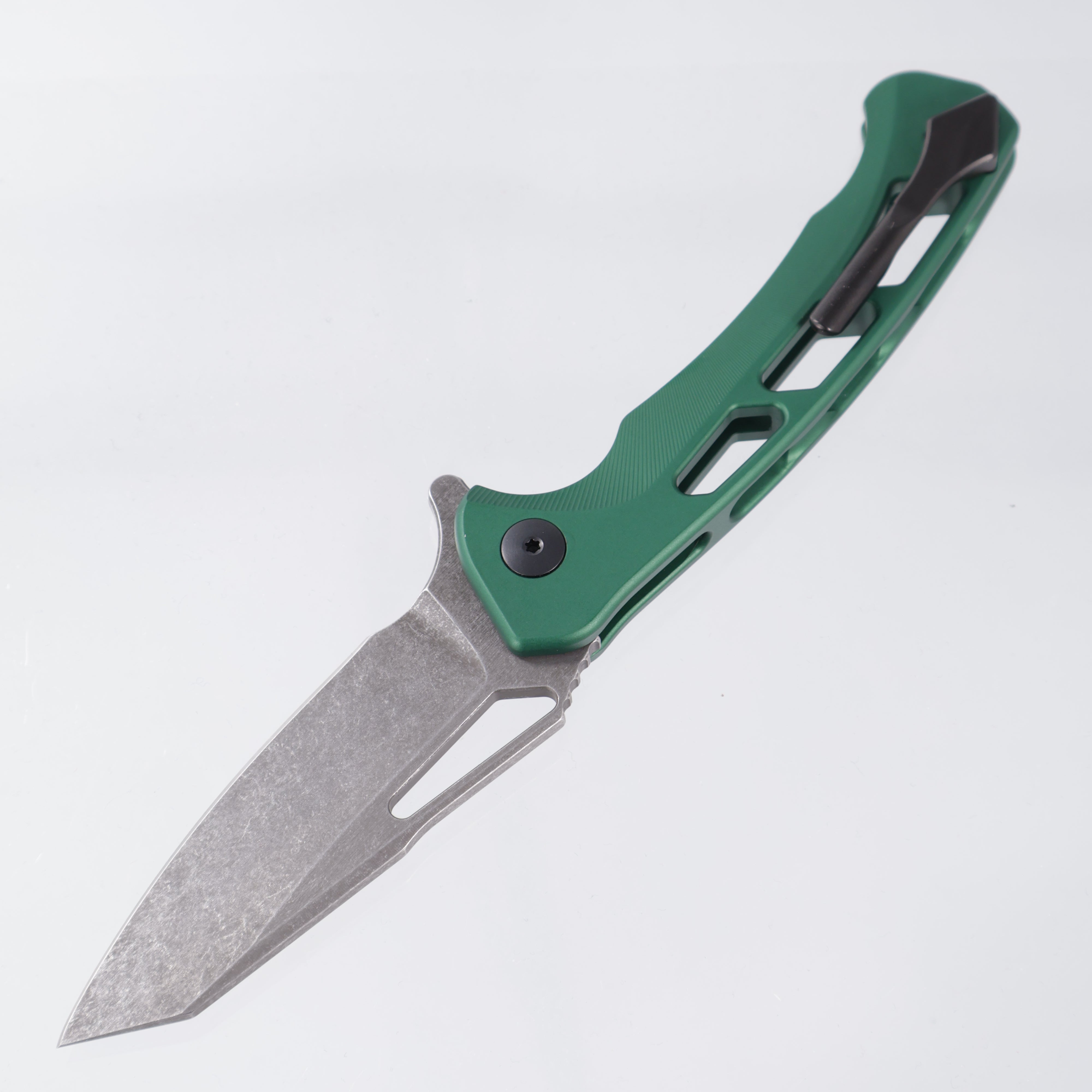 Dead Reckon Ridgeback Vertebrae Integral - Reverse Tanto, S45VN Dark Stonewash - Green Aluminum - RB-4462-67 DRK