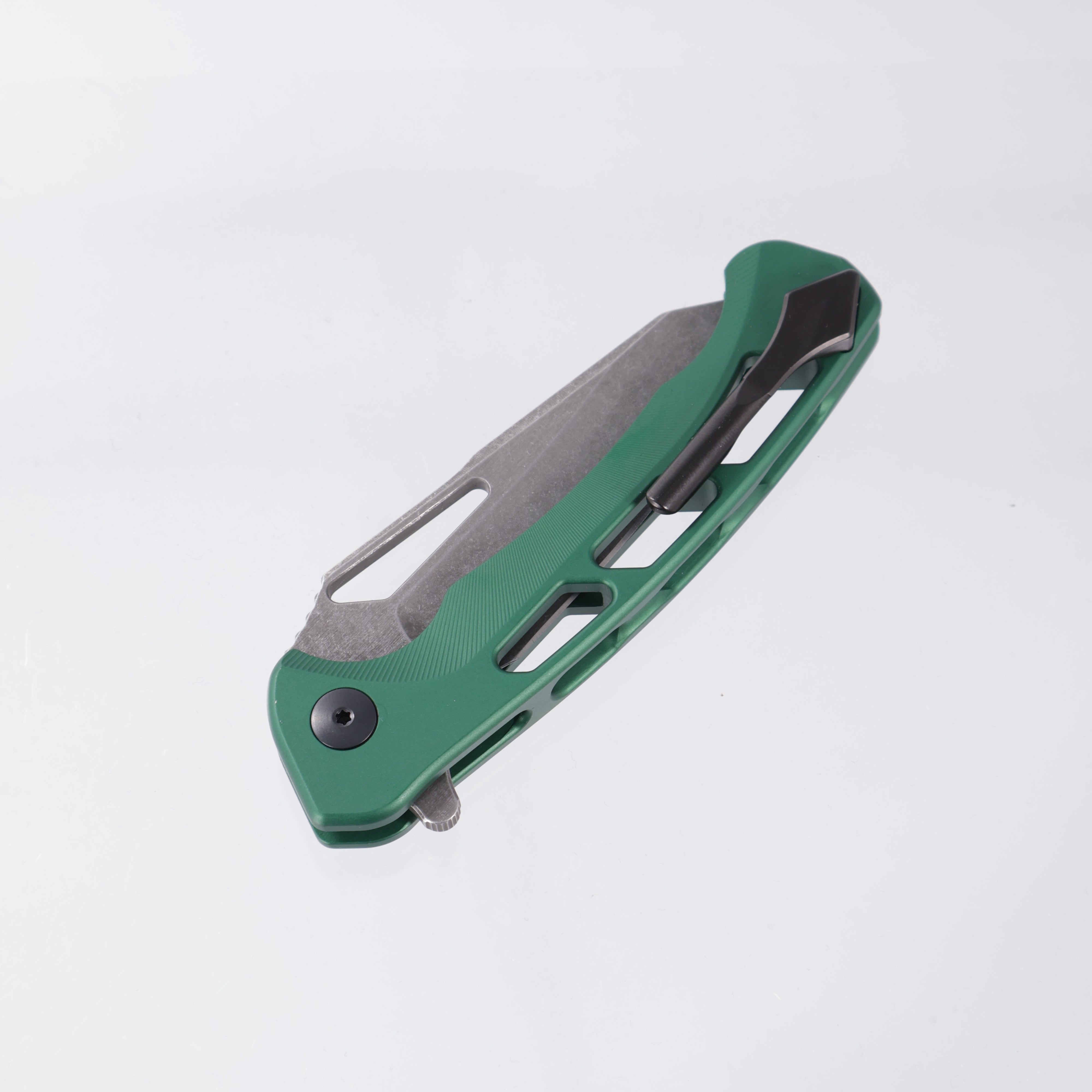 Dead Reckon Ridgeback Vertebrae Integral - Reverse Tanto, S45VN Dark Stonewash - Green Aluminum - RB-4462-67 DRK