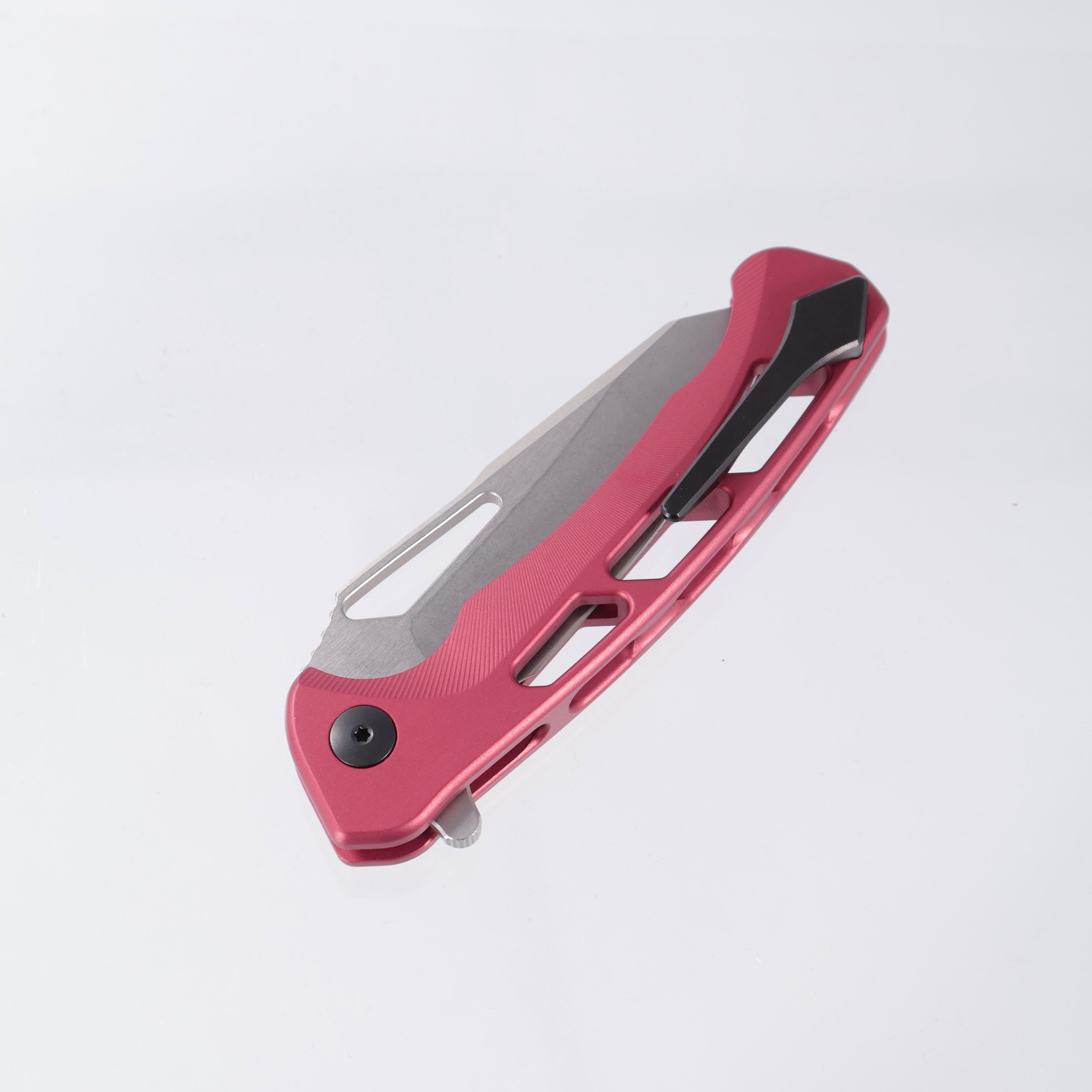 Dead Reckon Ridgeback Vertebrae Integral - Reverse Tanto, Magnacut Stonewash - Light Red Aluminum - RB-4562-17 DRK (Pink)
