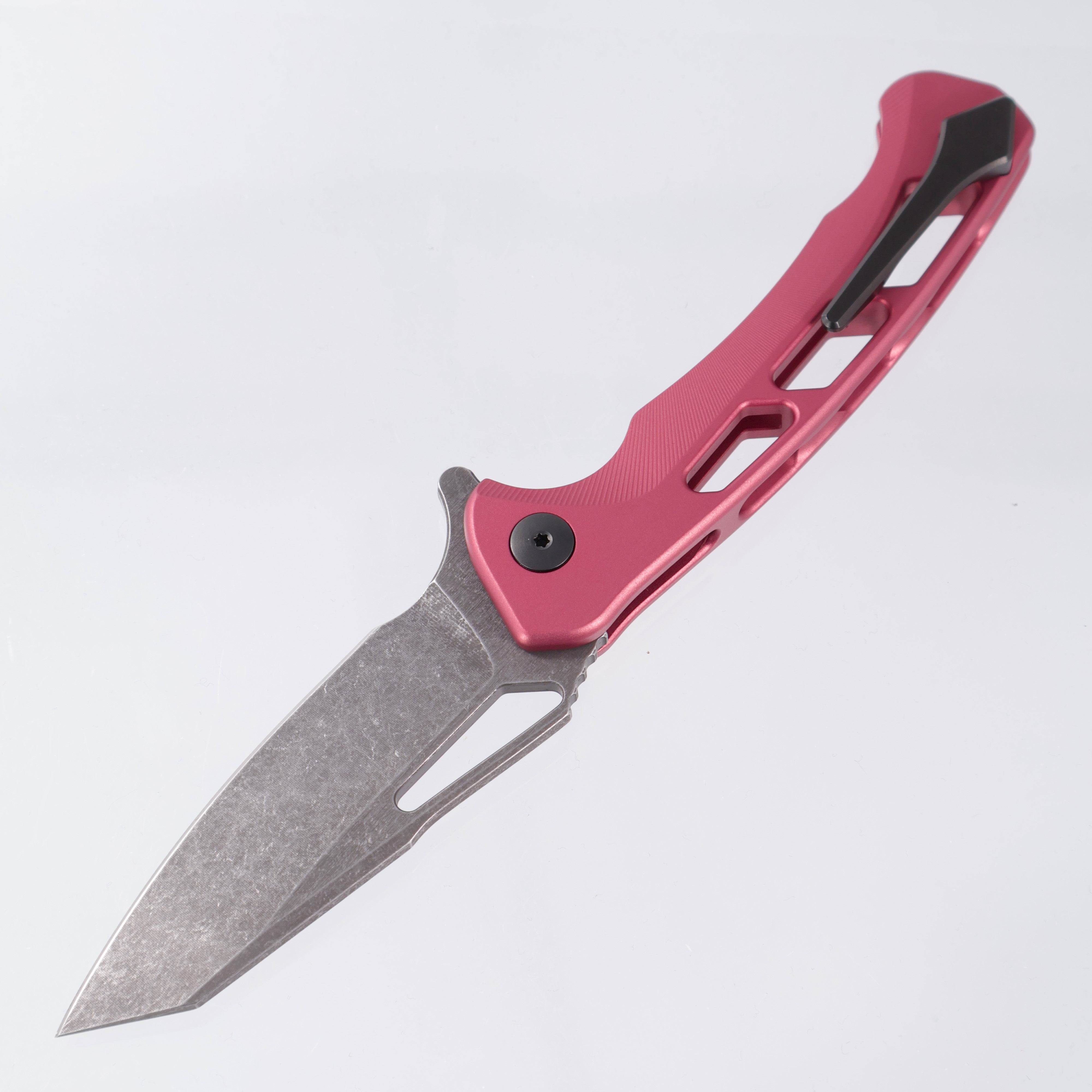Dead Reckon Ridgeback Vertebrae Integral - Reverse Tanto, Magnacut Dark Stonewash - Light Red Aluminum - RB-4562-67 DRK (Pink)