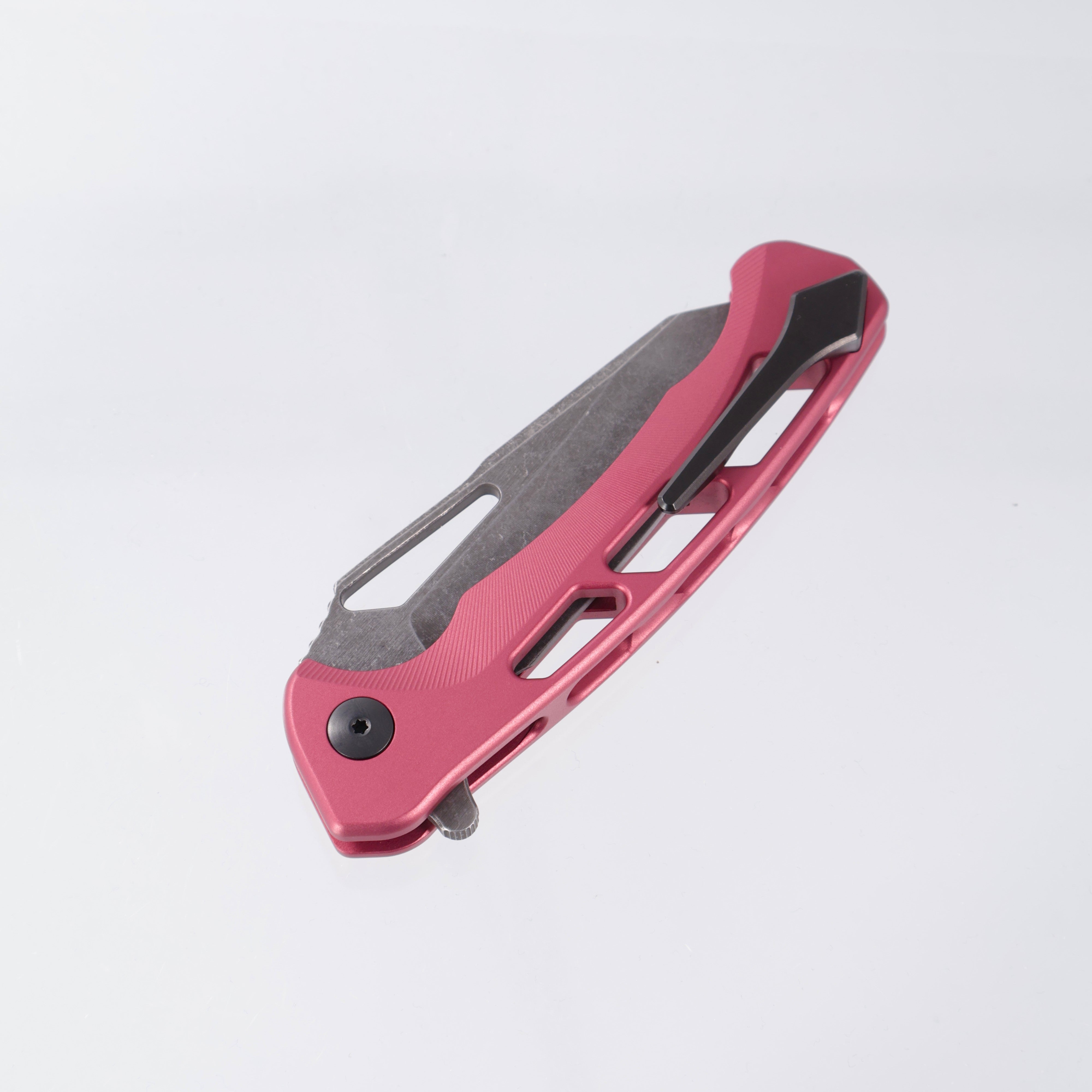 Dead Reckon Ridgeback Vertebrae Integral - Reverse Tanto, Magnacut Dark Stonewash - Light Red Aluminum - RB-4562-67 DRK (Pink)