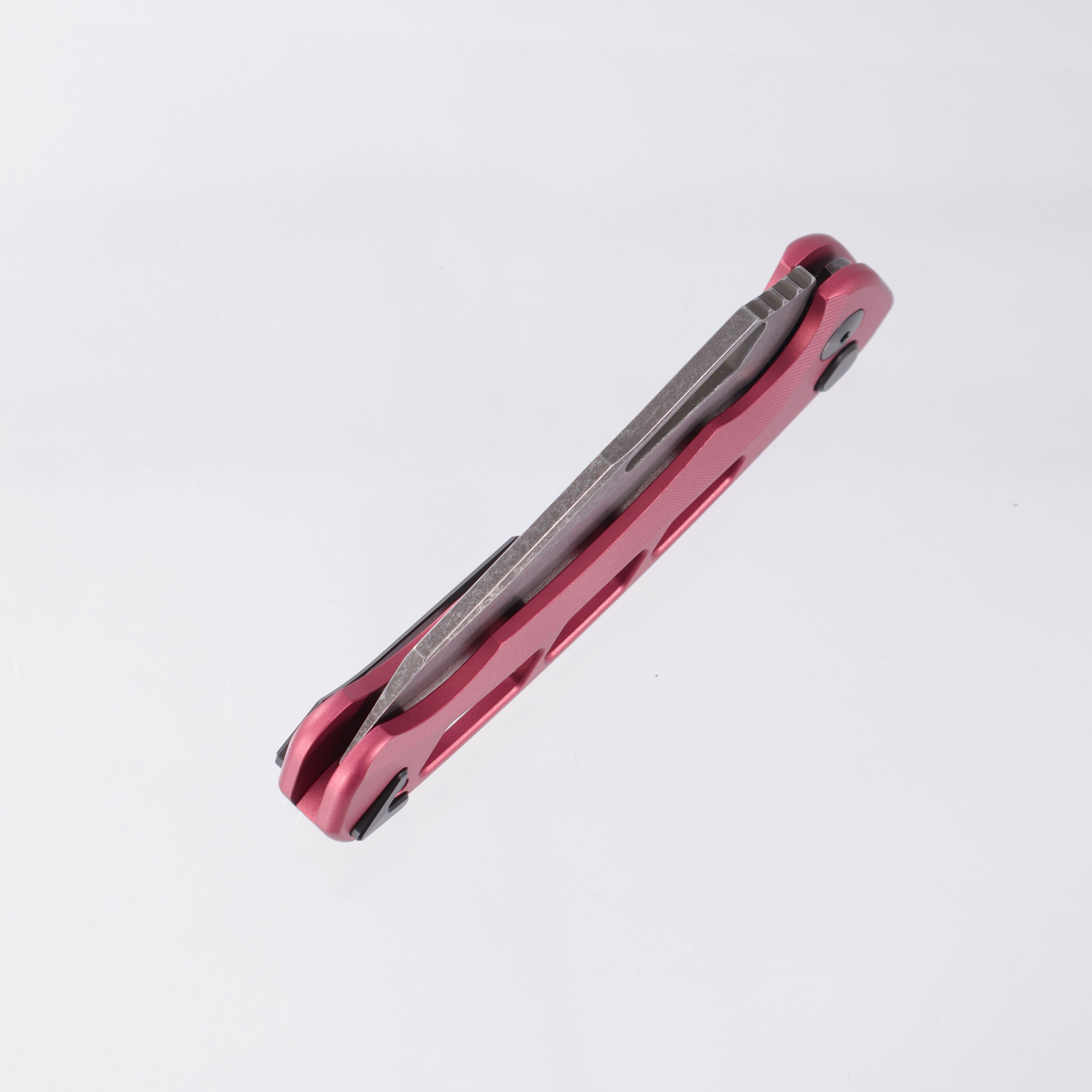 Dead Reckon Ridgeback Vertebrae Integral - Reverse Tanto, Magnacut Dark Stonewash - Light Red Aluminum - RB-4562-67 DRK (Pink)