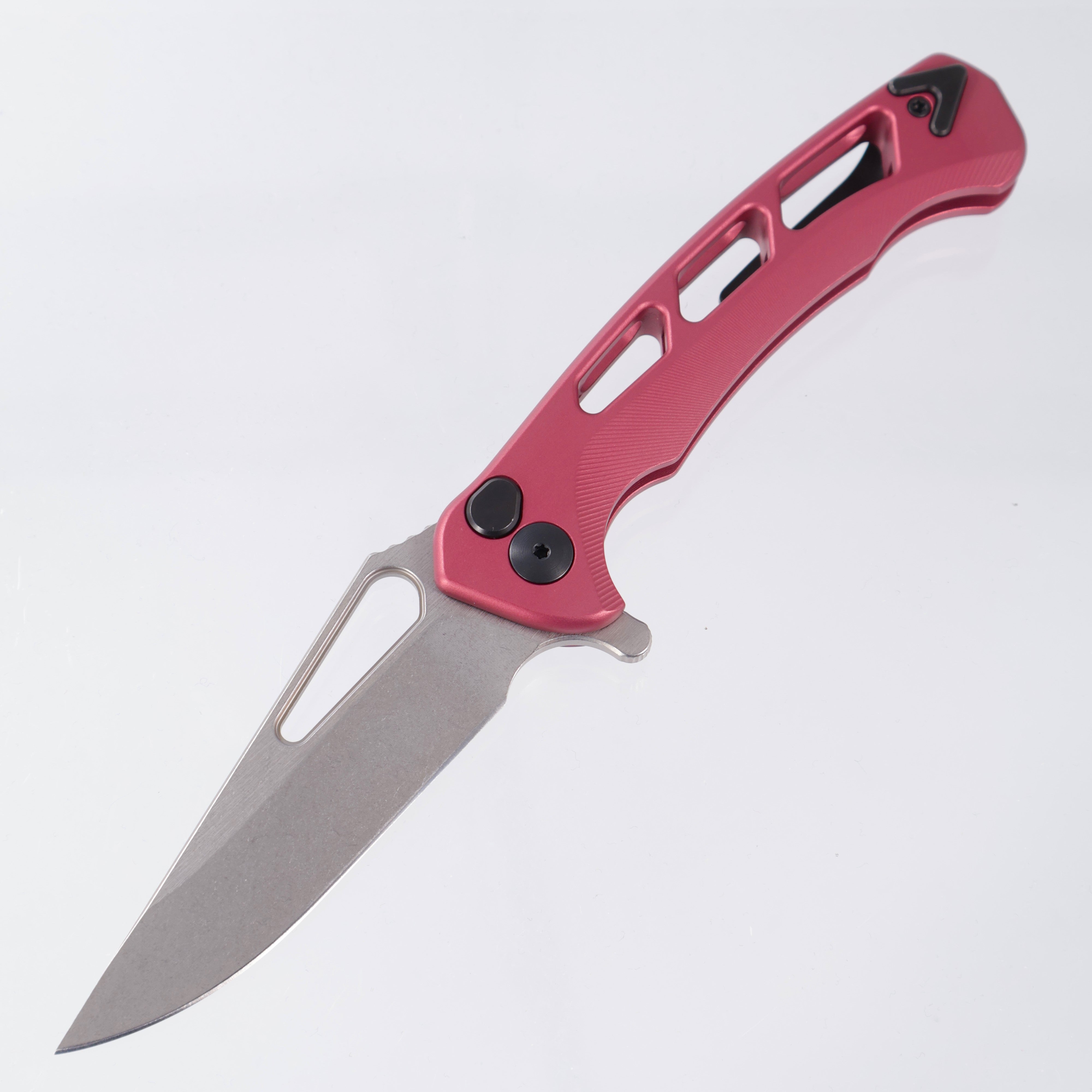 Dead Reckon Ridgeback Vertebrae Integral - Modified ClipPoint, S45VN Stonewash - Light Red Aluminum - RB-3462-17 DRK (Pink)