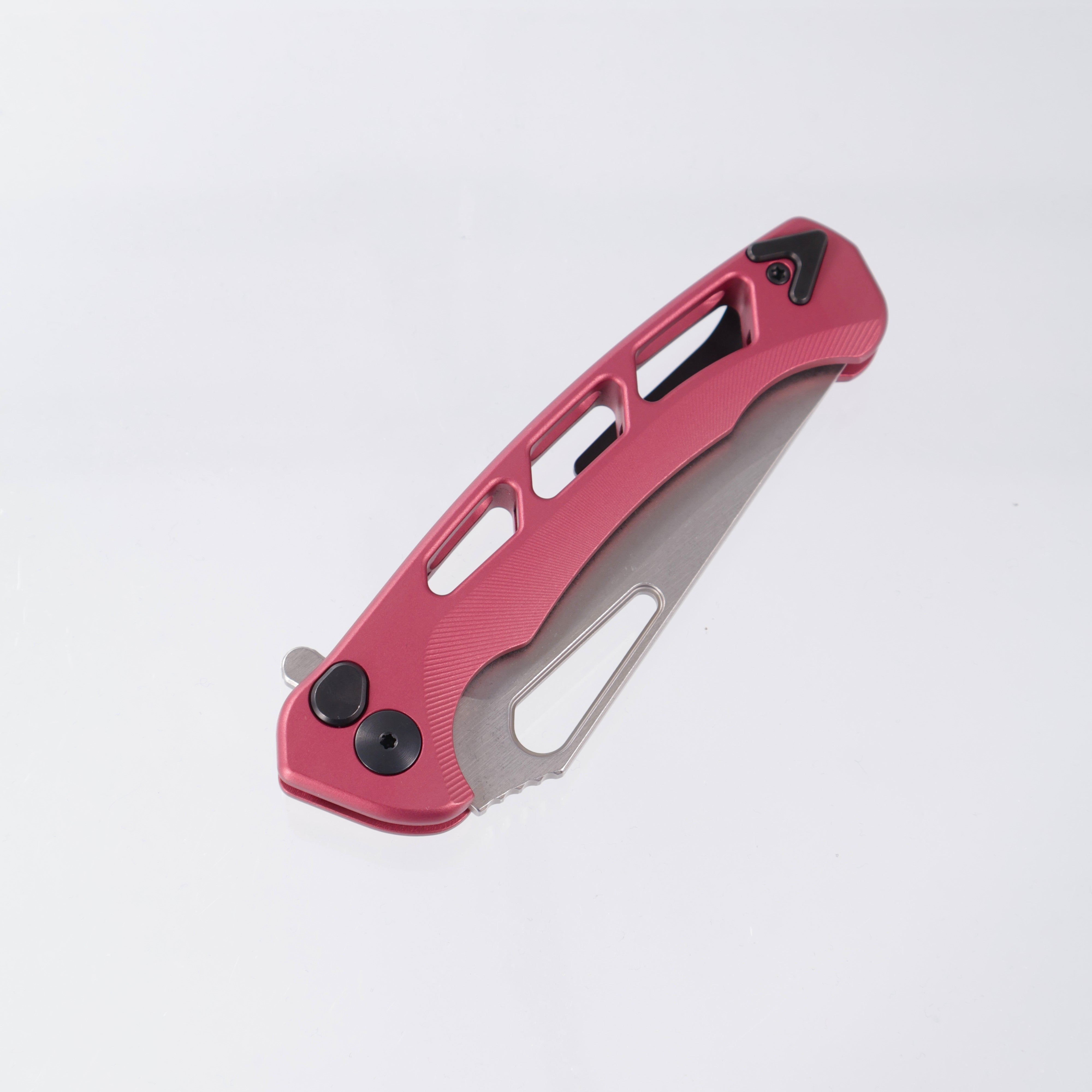 Dead Reckon Ridgeback Vertebrae Integral - Modified ClipPoint, S45VN Stonewash - Light Red Aluminum - RB-3462-17 DRK (Pink)