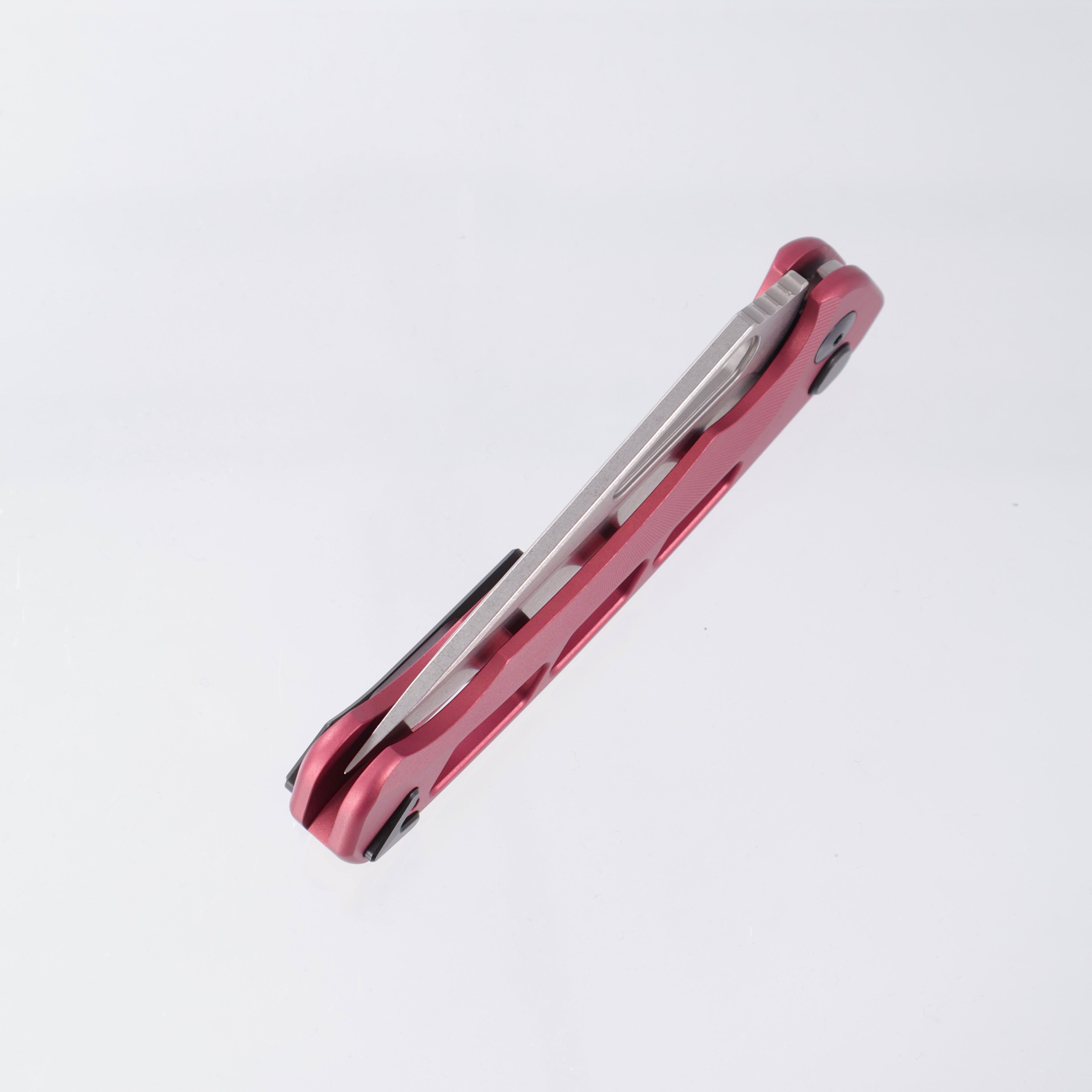 Dead Reckon Ridgeback Vertebrae Integral - Modified ClipPoint, S45VN Stonewash - Light Red Aluminum - RB-3462-17 DRK (Pink)