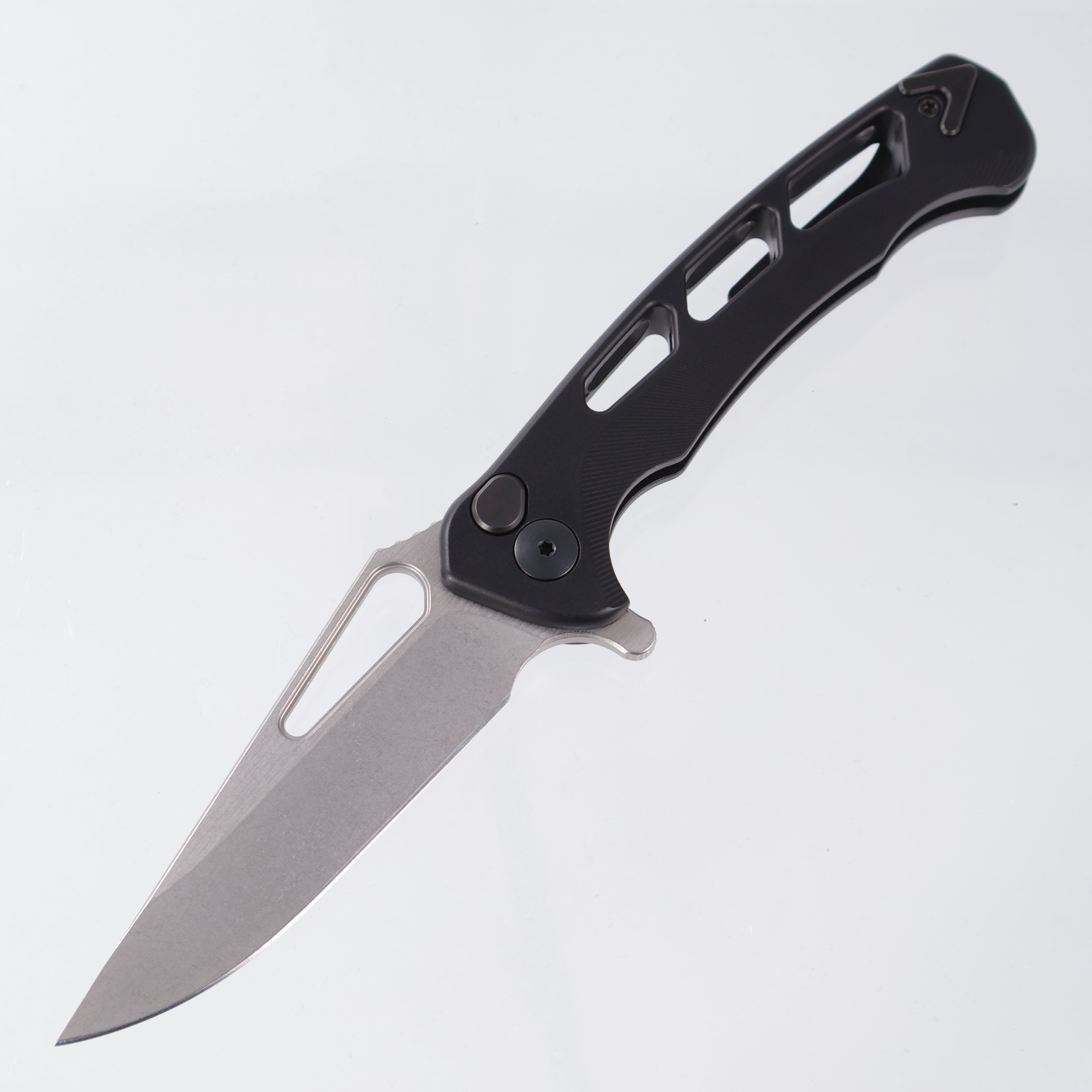 Dead Reckon Ridgeback Vertebrae Integral - Modified ClipPoint, S45VN Stonewash - Black Aluminum - RB-3462-17 DRK