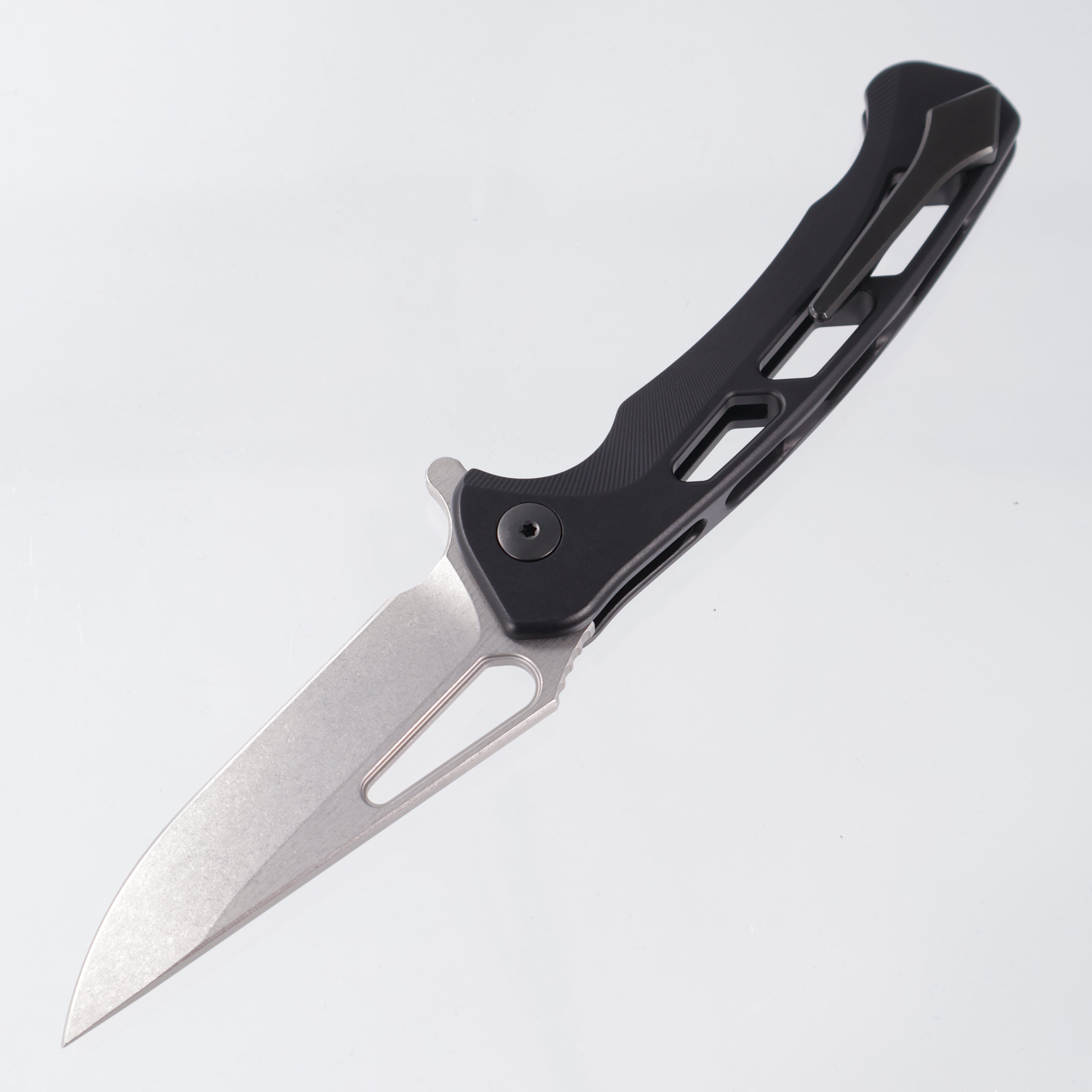 Dead Reckon Ridgeback Vertebrae Integral - Modified ClipPoint, S45VN Stonewash - Black Aluminum - RB-3462-17 DRK
