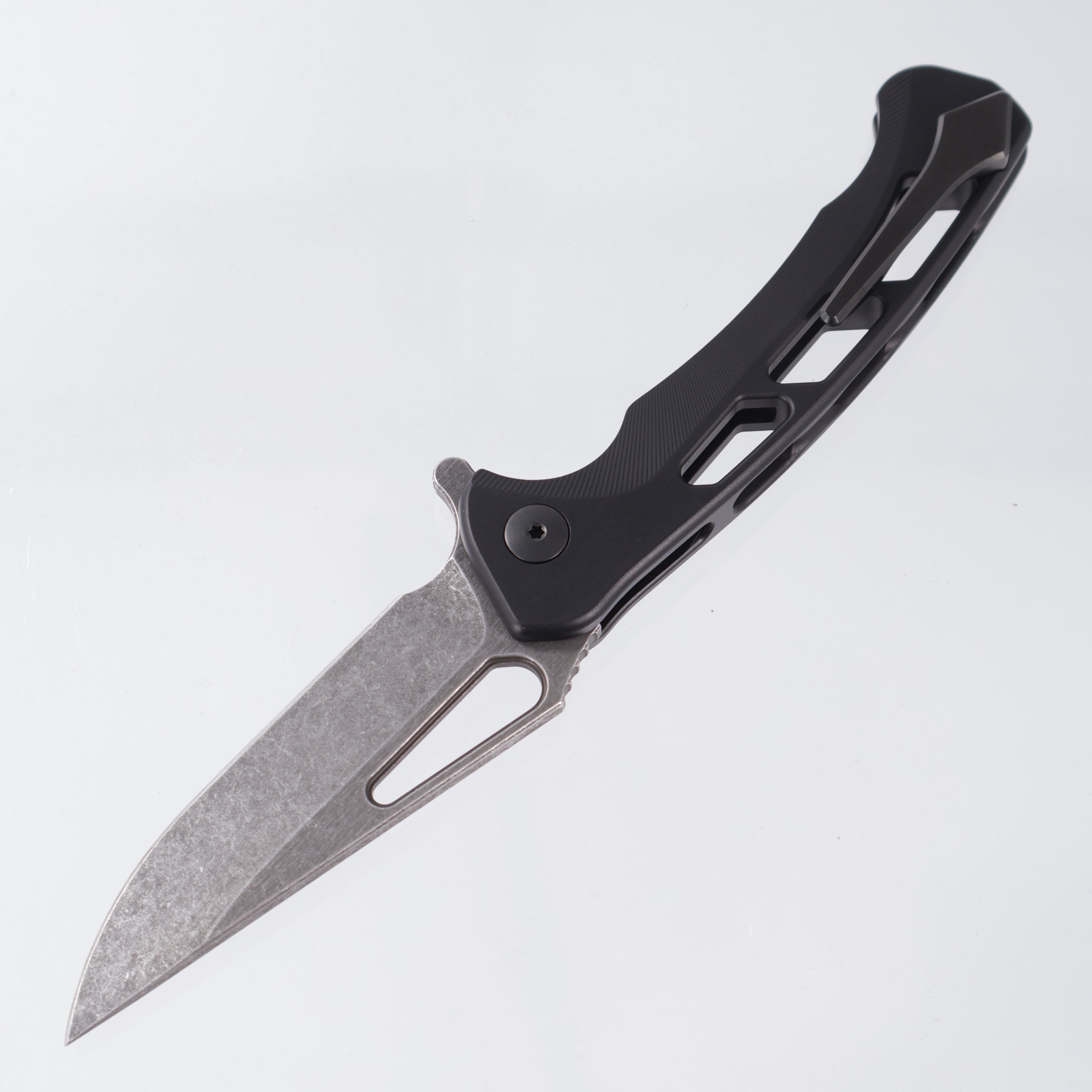Dead Reckon Ridgeback Vertebrae Integral - Modified ClipPoint, Magnacut Dark Stonewash - Black Aluminum - RB-3562-67 DRK
