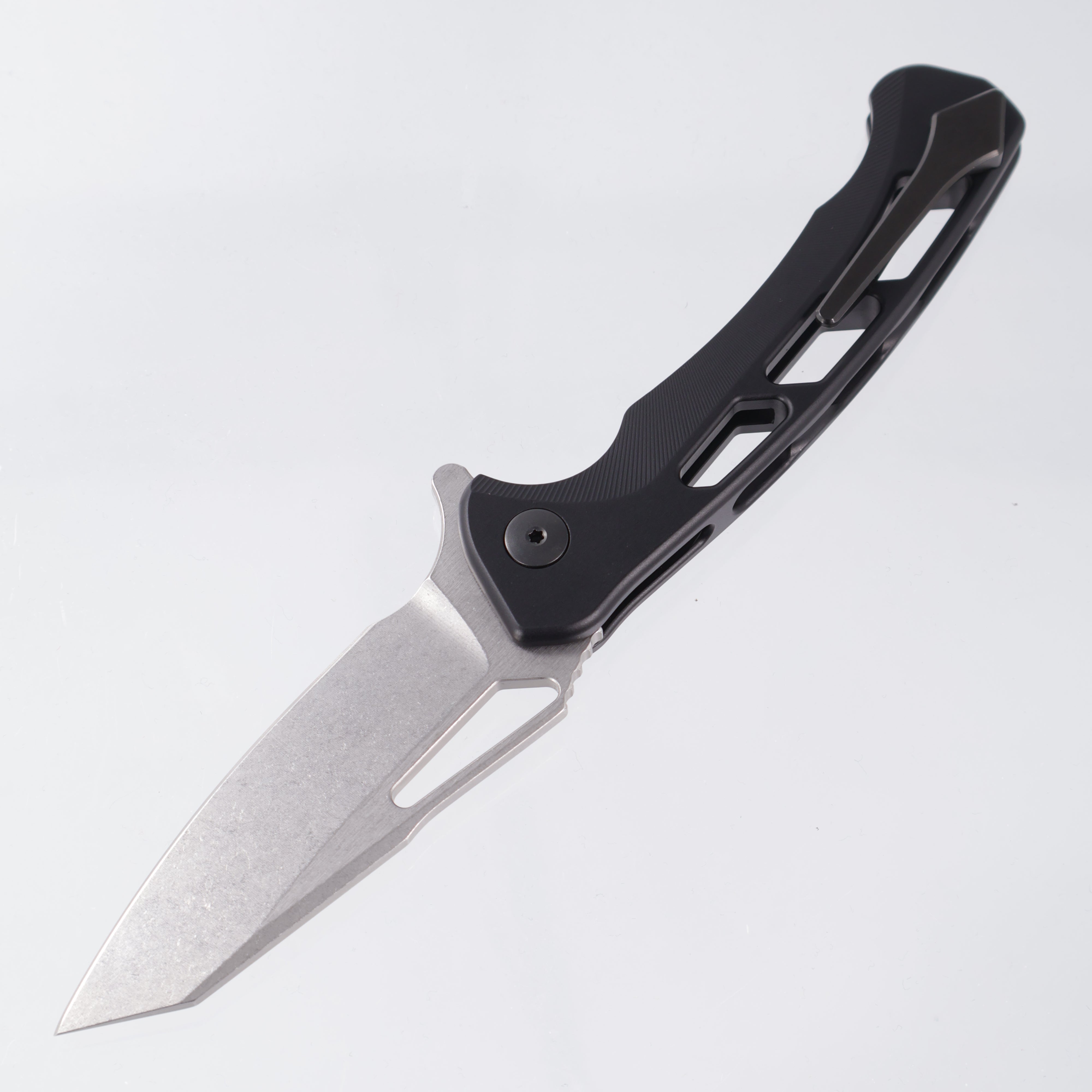 Dead Reckon Ridgeback Vertebrae Integral - Reverse Tanto, Magnacut Stonewash - Black Aluminum - RB-4562-17 DRK