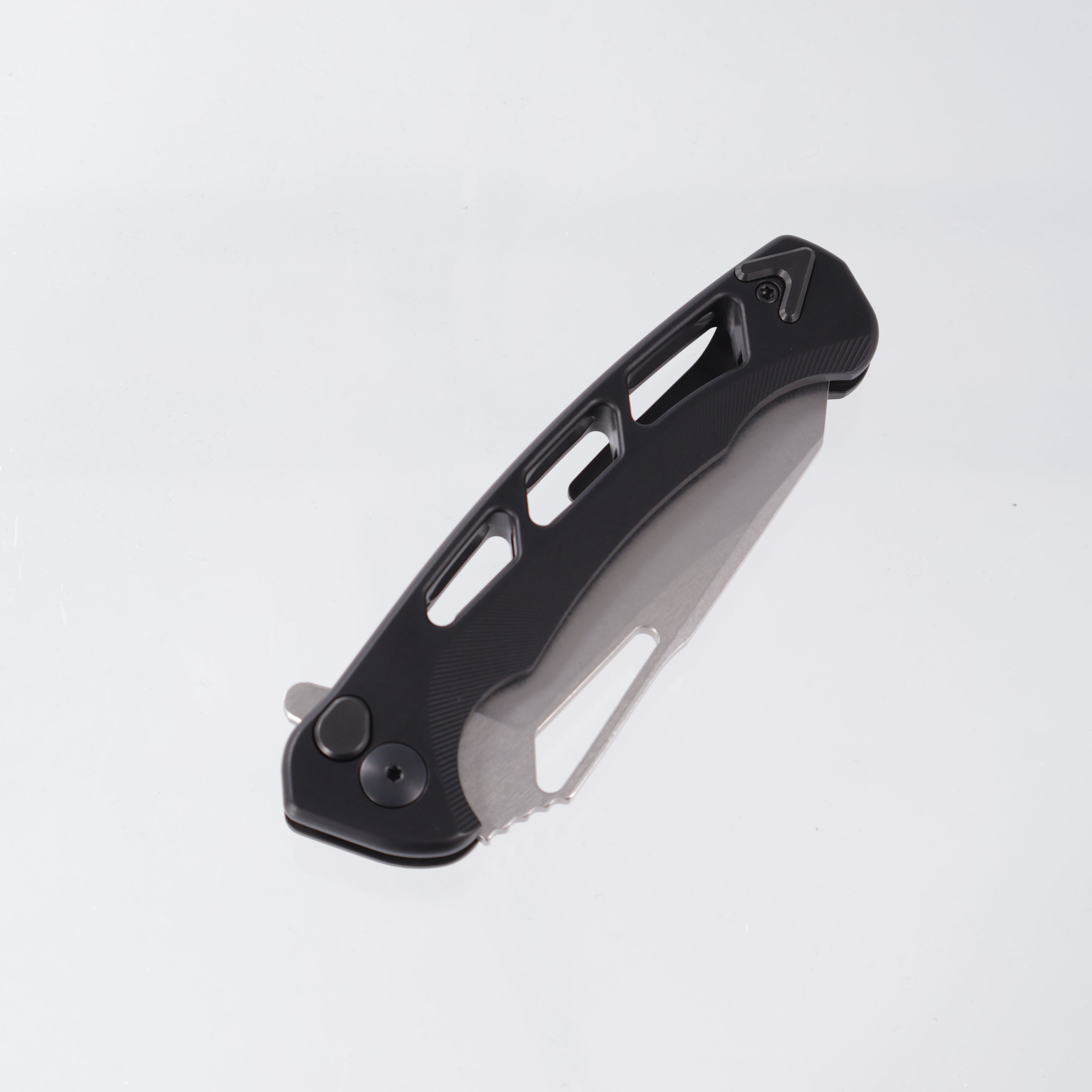 Dead Reckon Ridgeback Vertebrae Integral - Reverse Tanto, Magnacut Stonewash - Black Aluminum - RB-4562-17 DRK