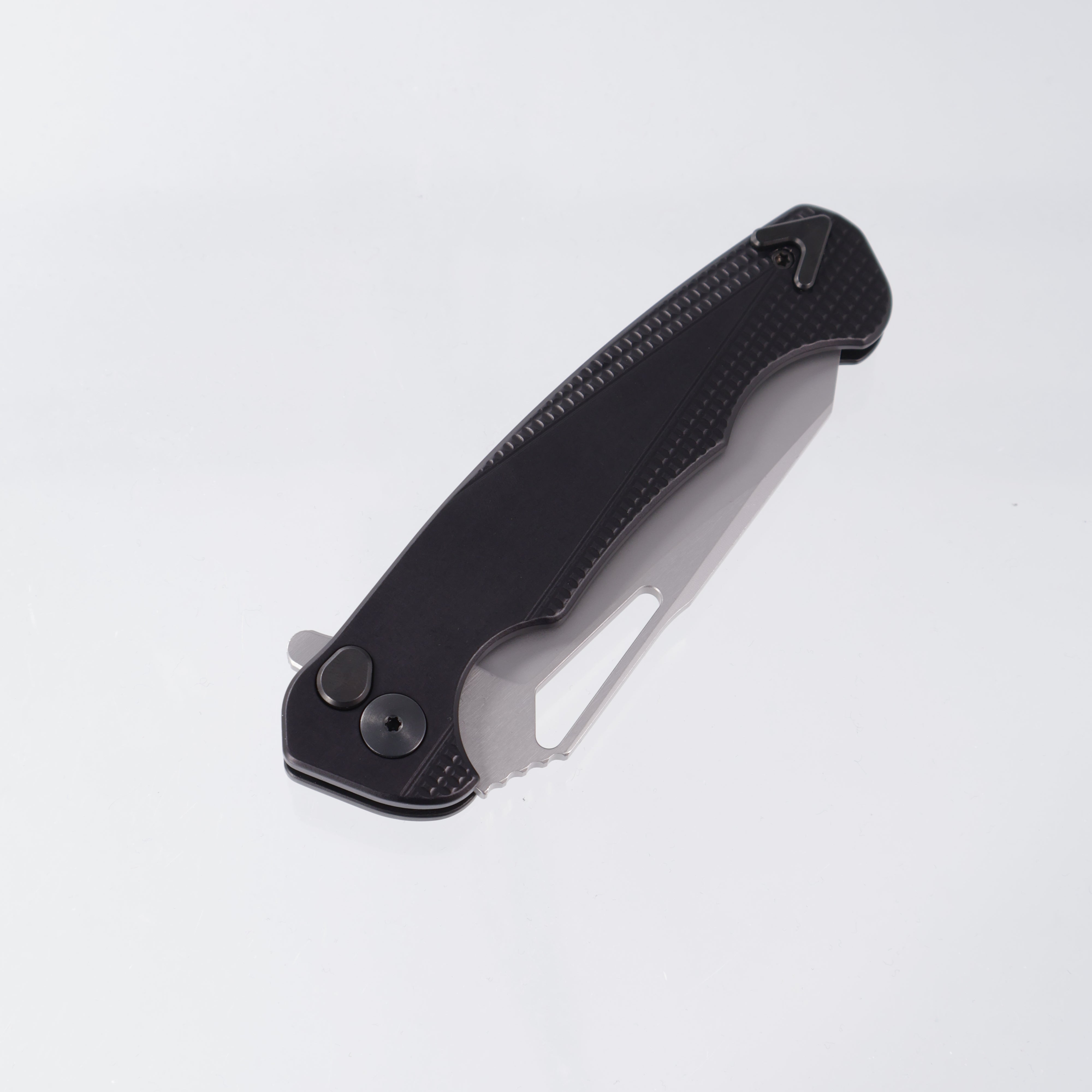 Dead Reckon Ridgeback Integral - Reverse Tanto, S45VN Glass Blast - Black Knurled Aluminum - RB-4412-17 DRK