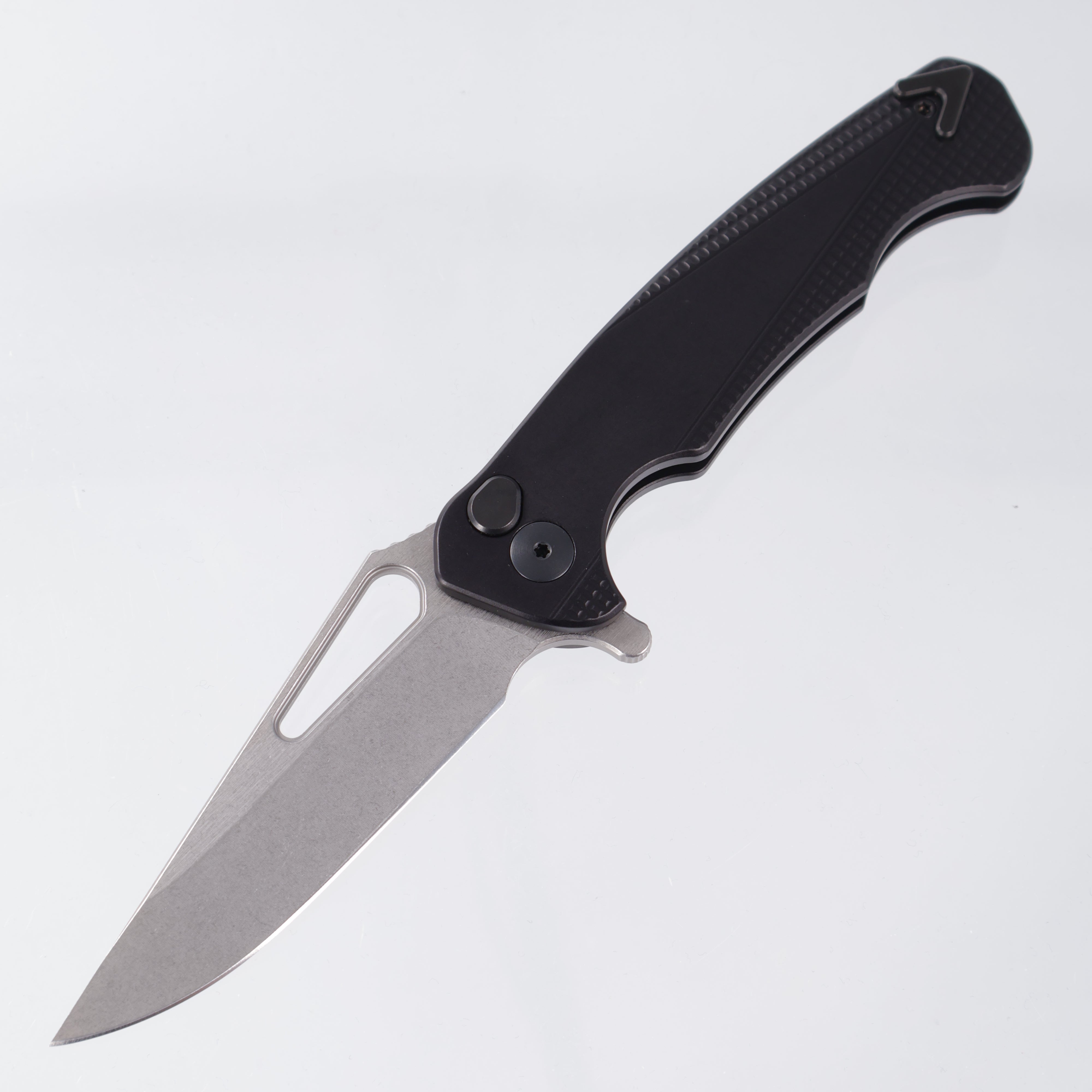 Dead Reckon Ridgeback Integral - Modified ClipPoint, S45VN Stonewash - Black Knurled Aluminum - RB-3412-17 DRK