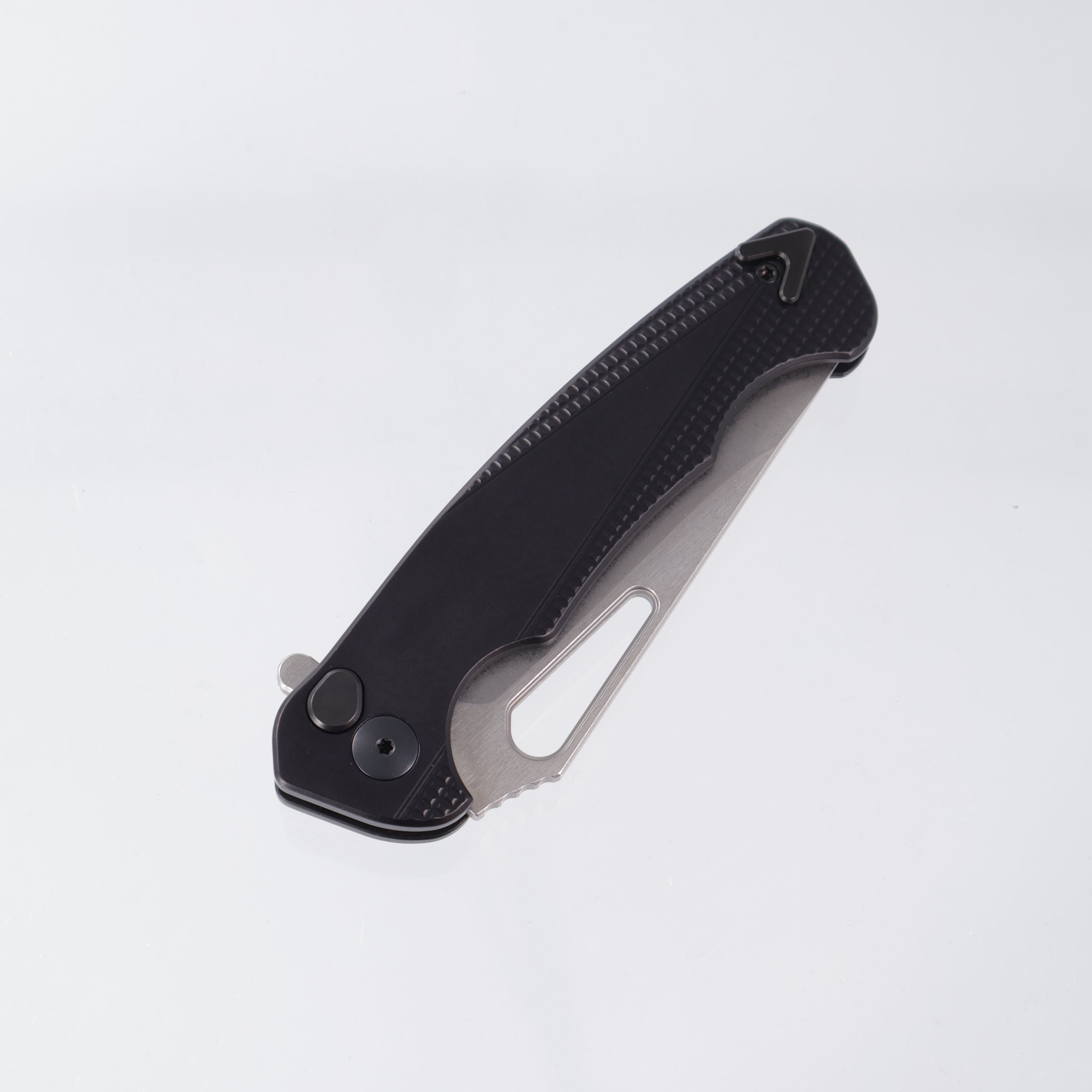 Dead Reckon Ridgeback Integral - Modified ClipPoint, S45VN Stonewash - Black Knurled Aluminum - RB-3412-17 DRK