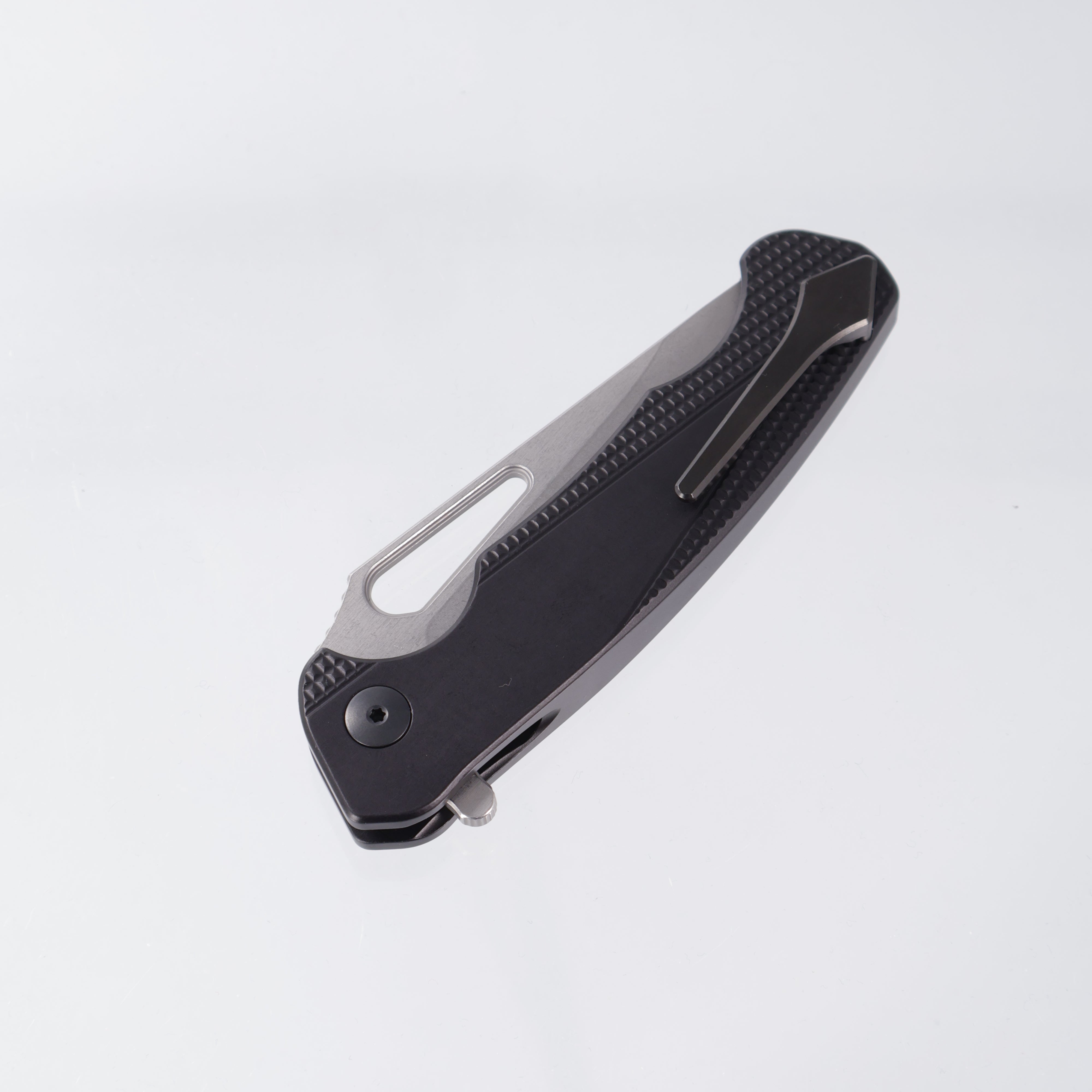 Dead Reckon Ridgeback Integral - Modified ClipPoint, S45VN Stonewash - Black Knurled Aluminum - RB-3412-17 DRK