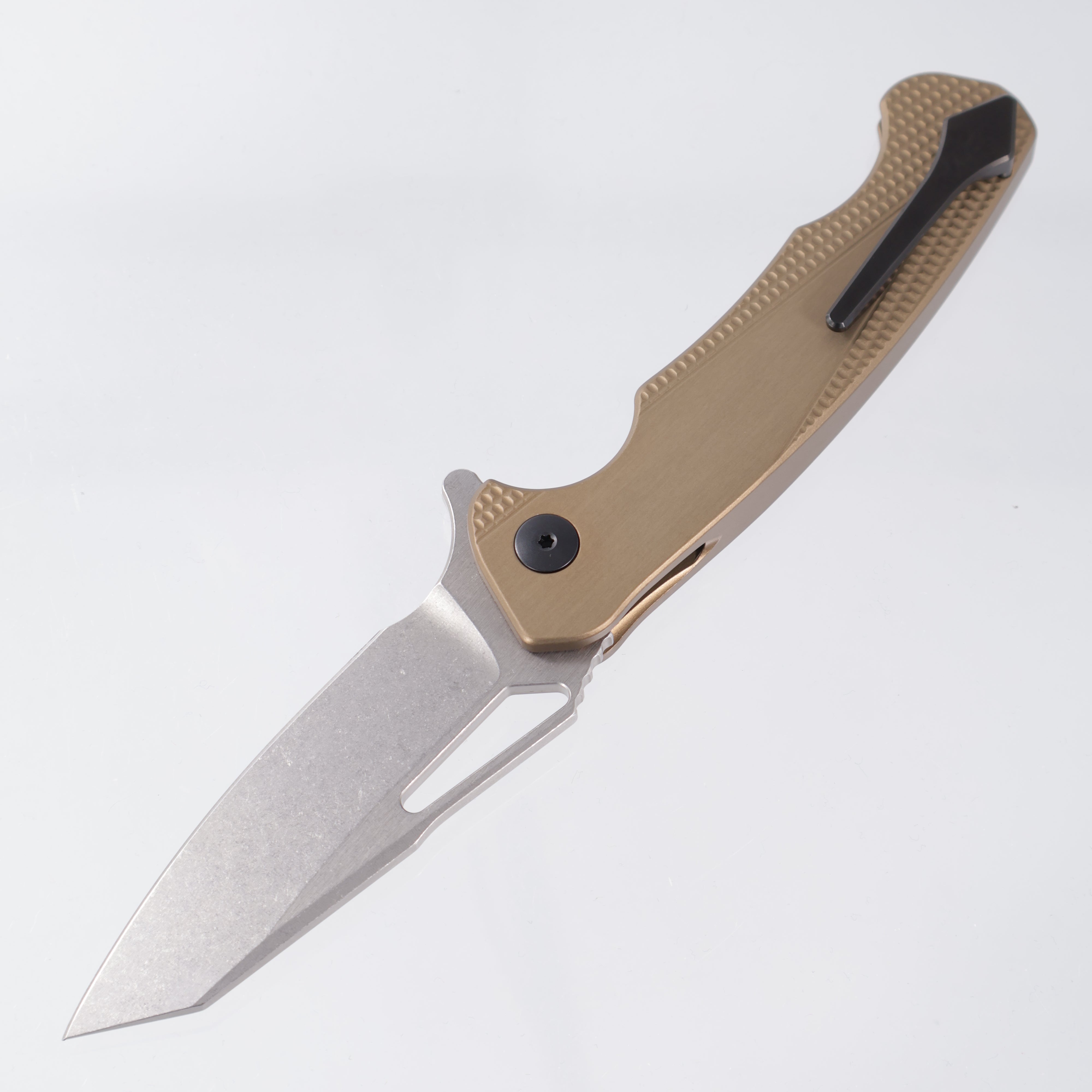 Dead Reckon Ridgeback Integral - Reverse Tanto, S45VN Stonewash - FDE Knurled Aluminum - RB-4412-17 DRK (Flat Dark Earth, Tan)