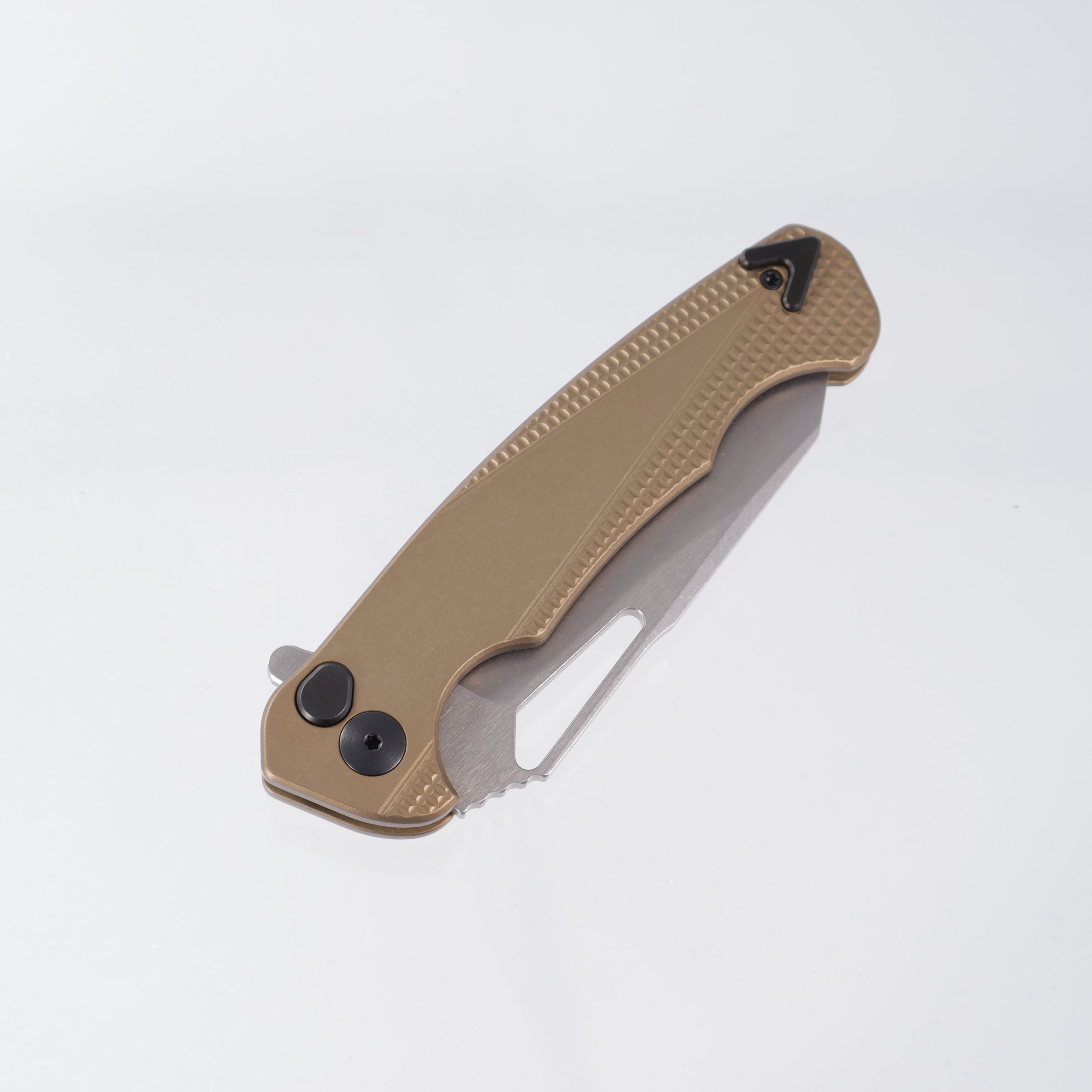 Dead Reckon Ridgeback Integral - Reverse Tanto, S45VN Stonewash - FDE Knurled Aluminum - RB-4412-17 DRK (Flat Dark Earth, Tan)