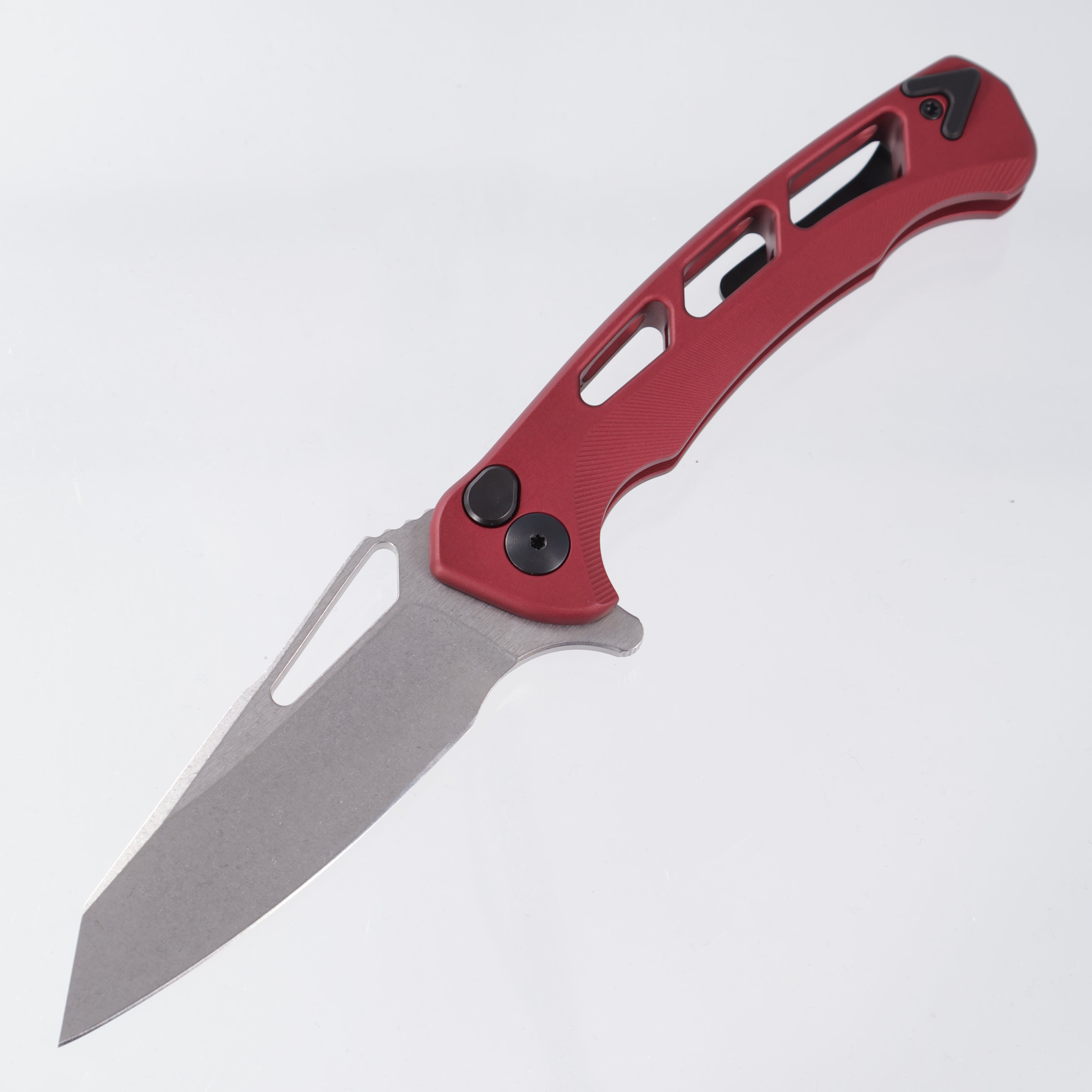 Dead Reckon Ridgeback Vertebrae Integral - Reverse Tanto, Magnacut Stonewash - Dark Red Aluminum - RB-4562-17 DRK
