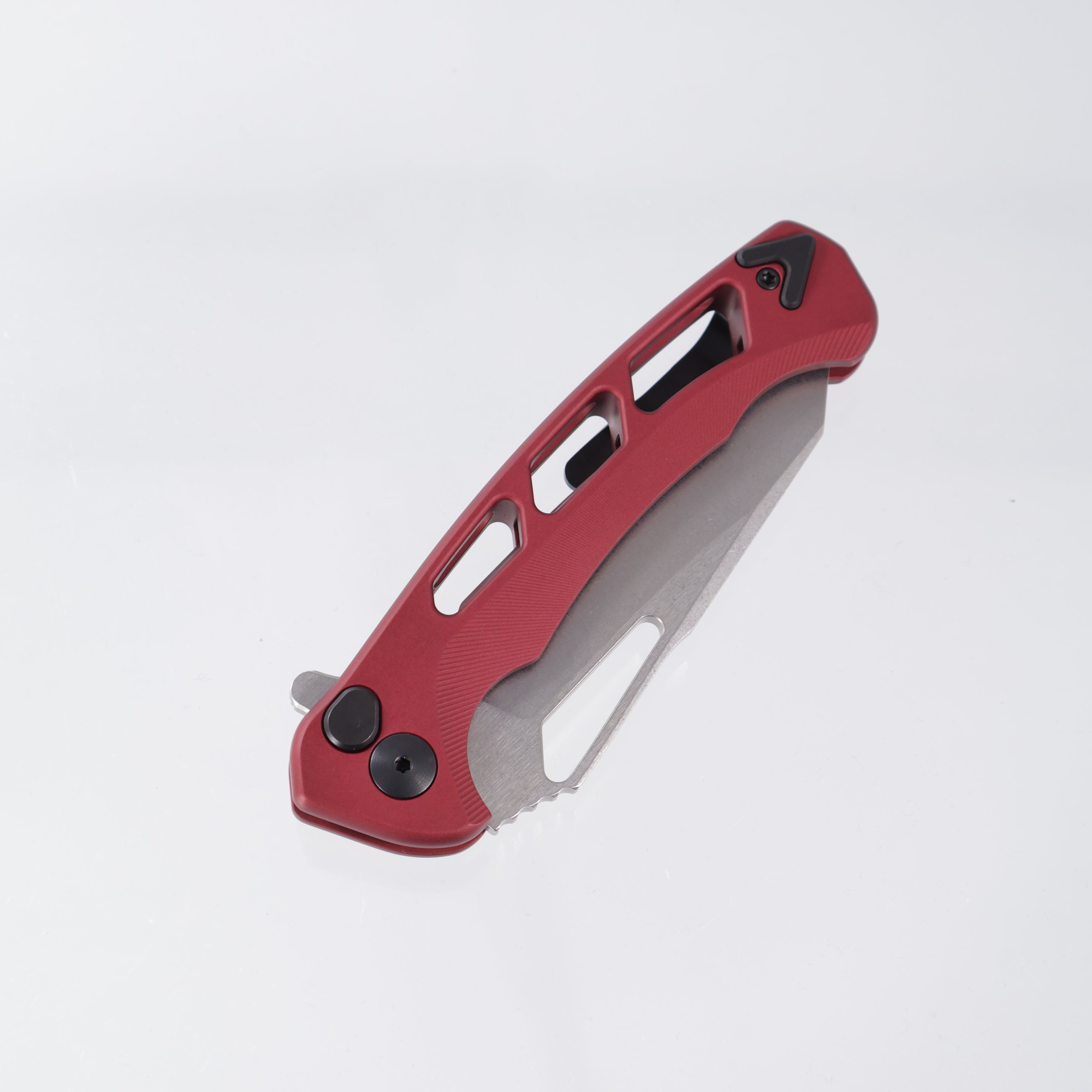 Dead Reckon Ridgeback Vertebrae Integral - Reverse Tanto, Magnacut Stonewash - Dark Red Aluminum - RB-4562-17 DRK