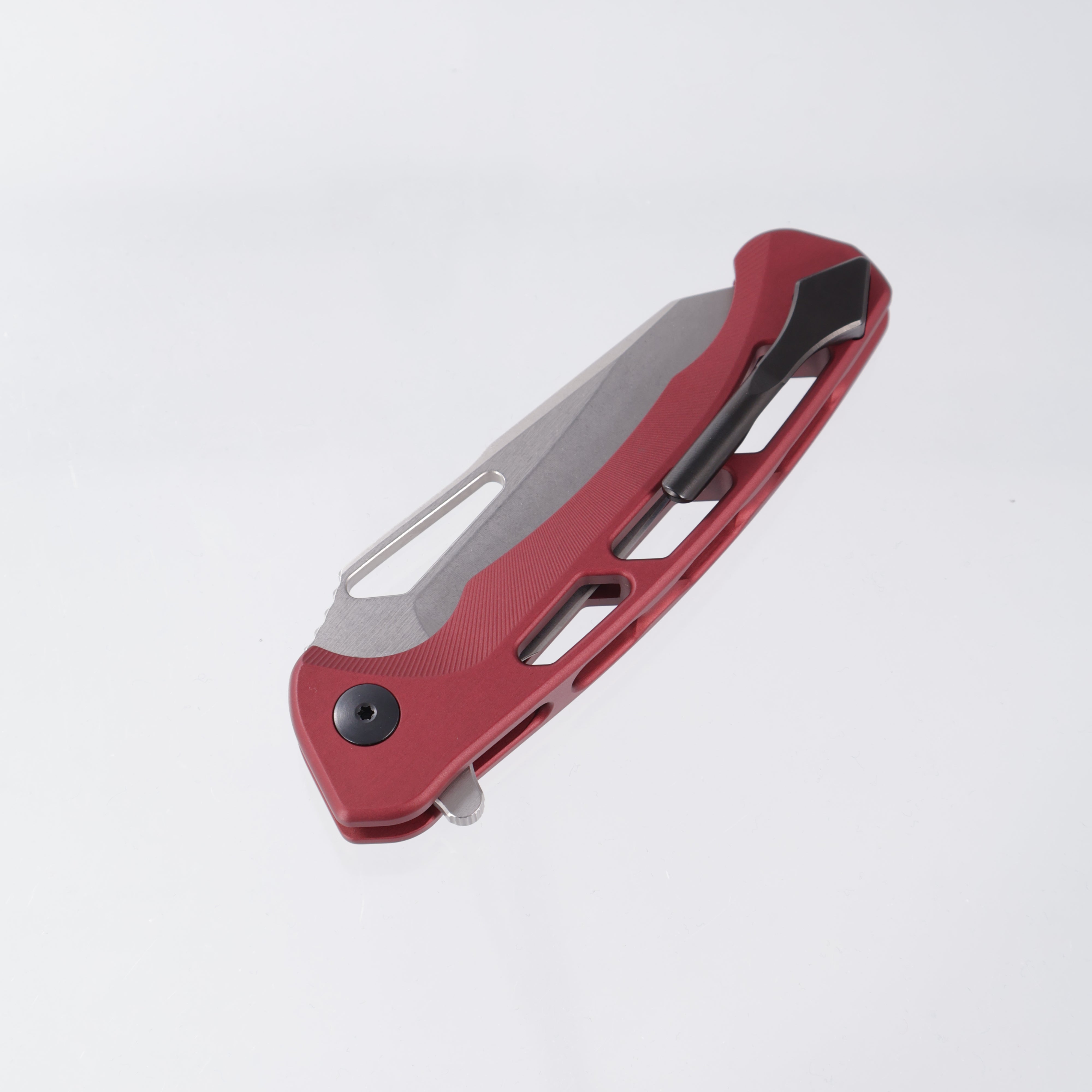 Dead Reckon Ridgeback Vertebrae Integral - Reverse Tanto, Magnacut Stonewash - Dark Red Aluminum - RB-4562-17 DRK