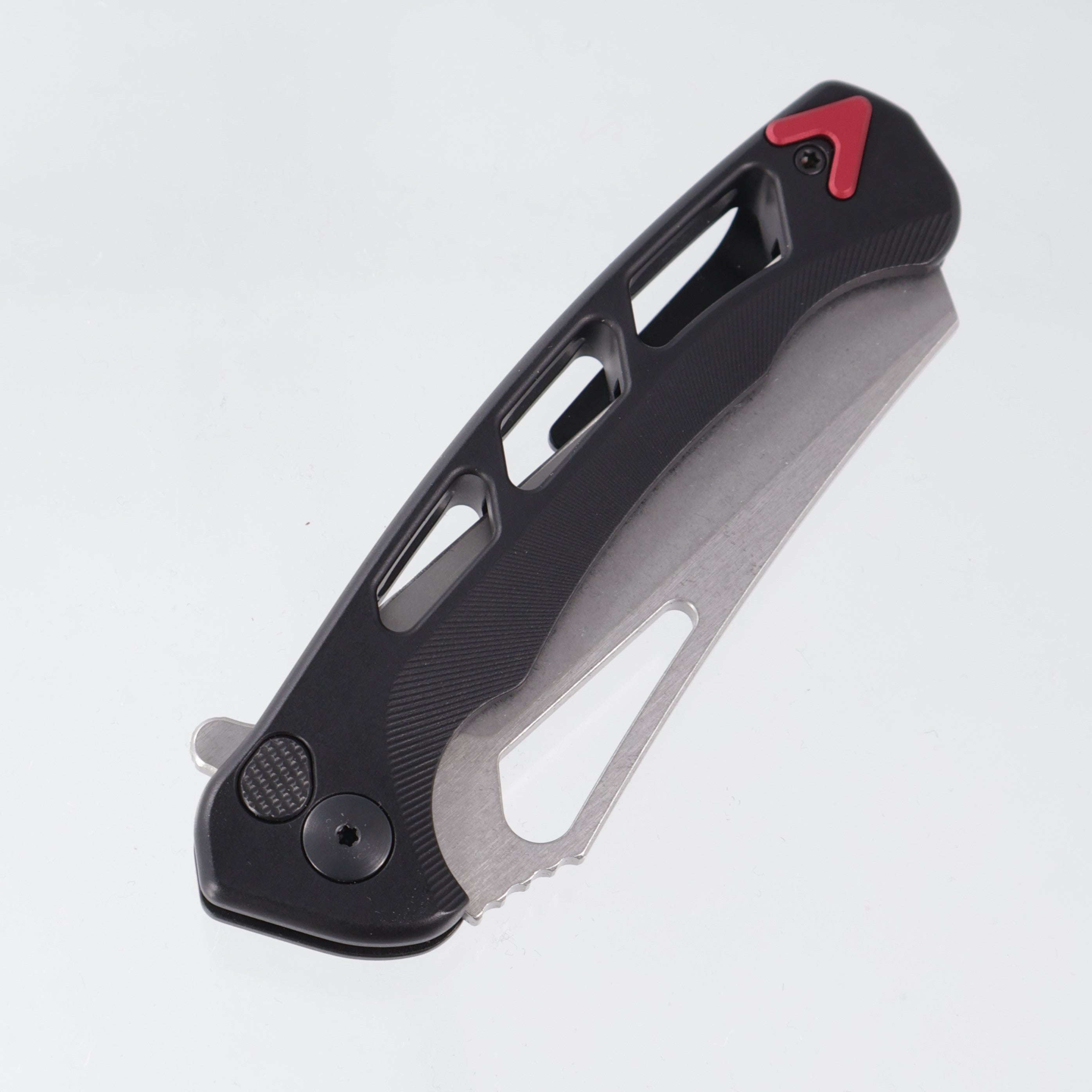 Dead Reckon Ridgeback Vertebrae Integral Wharncleaver - Black Aluminum w/ Red Anchor - Stonewash Magnacut - RB-5562-17