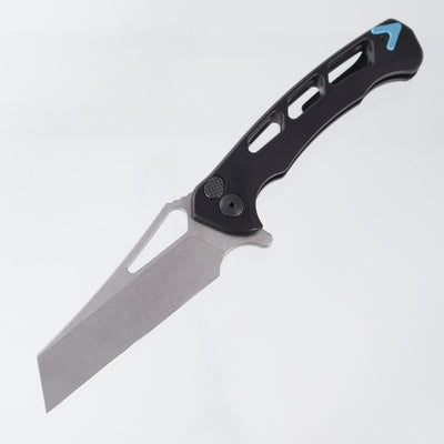 Dead Reckon Ridgeback Vertebrae Integral Wharncleaver - Black Aluminum w/ Turquoise Anchor - Stonewash Magnacut - RB-5562-17
