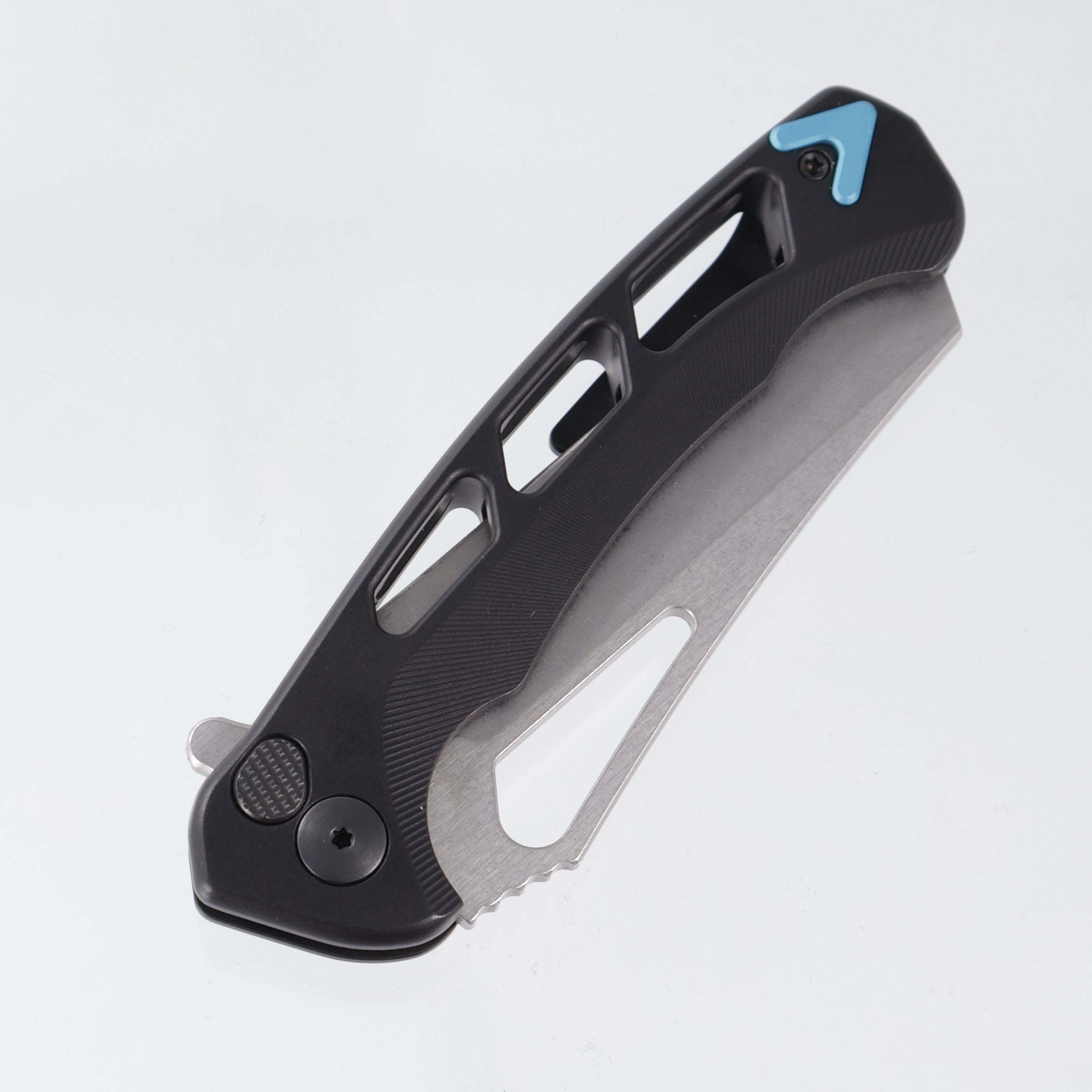Dead Reckon Ridgeback Vertebrae Integral Wharncleaver - Black Aluminum w/ Turquoise Anchor - Stonewash Magnacut - RB-5562-17