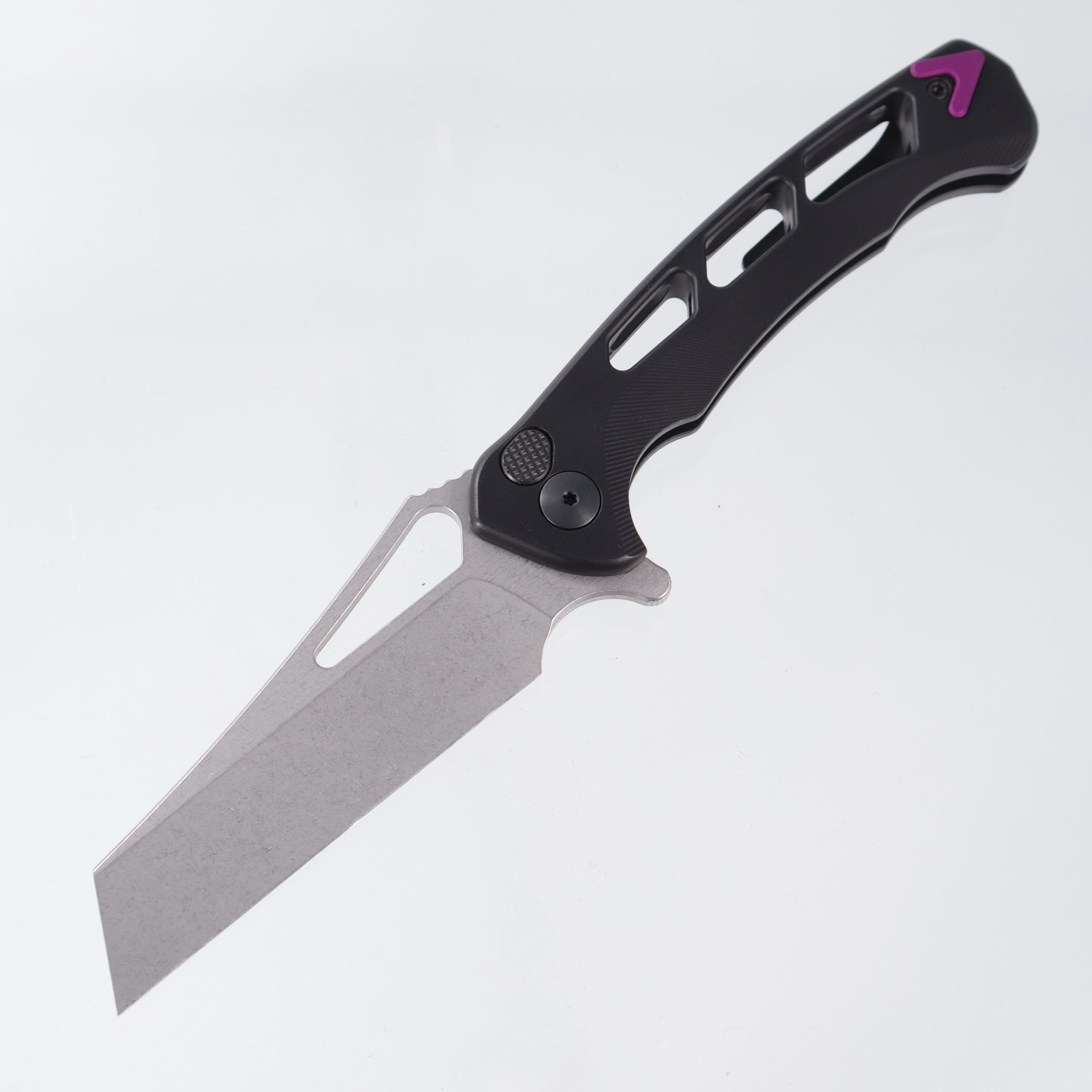 Dead Reckon Ridgeback Vertebrae Integral Wharncleaver - Black Aluminum w/ Purple Anchor - Stonewash Magnacut - RB-5562-17