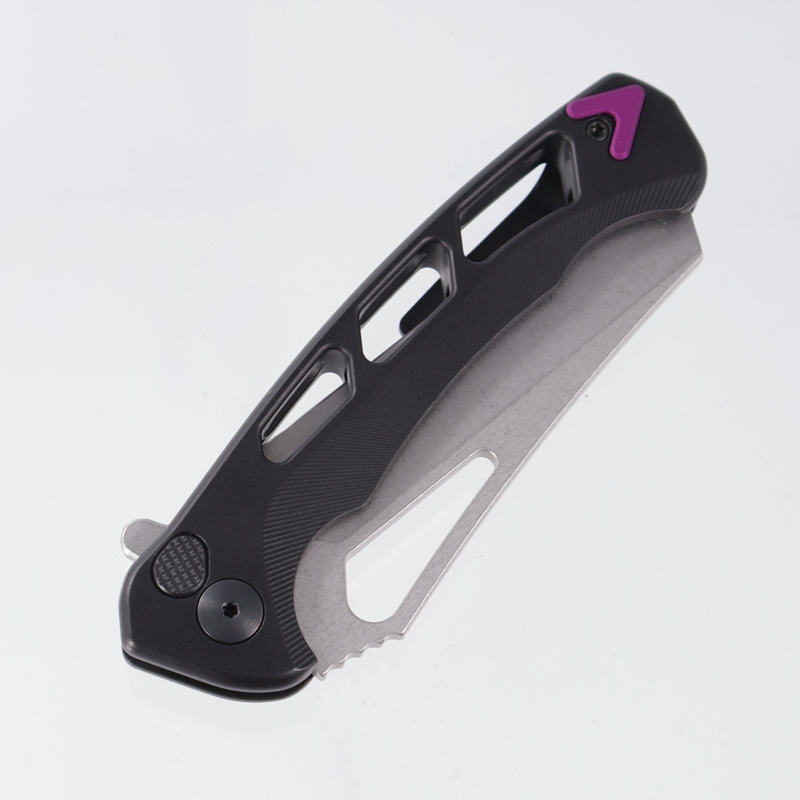 Dead Reckon Ridgeback Vertebrae Integral Wharncleaver - Black Aluminum w/ Purple Anchor - Stonewash Magnacut - RB-5562-17