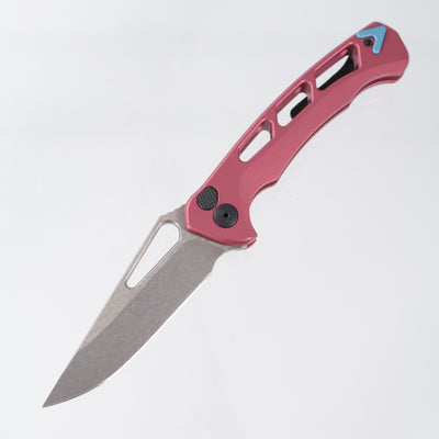 Dead Reckon Ridgeback Vertebrae Integral New Sexy New Flipper - Light Red Aluminum w/ Turquoise Anchor - Stonewash Magnacut - RB-3562-17