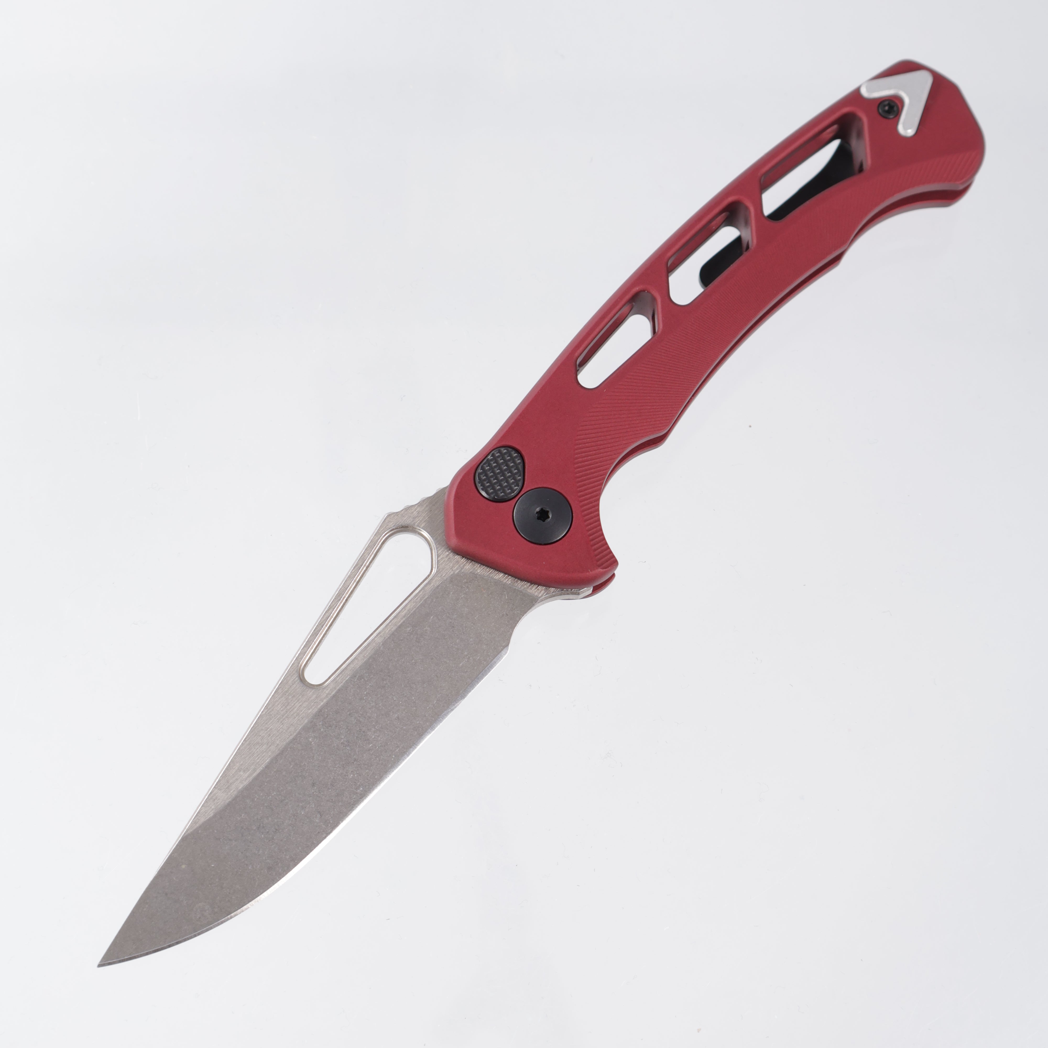 Dead Reckon Ridgeback Vertebrae Integral New Sexy Non Flipper - Red Aluminum w/ Silver Anchor - Stonewash Magnacut - RB-3562-17