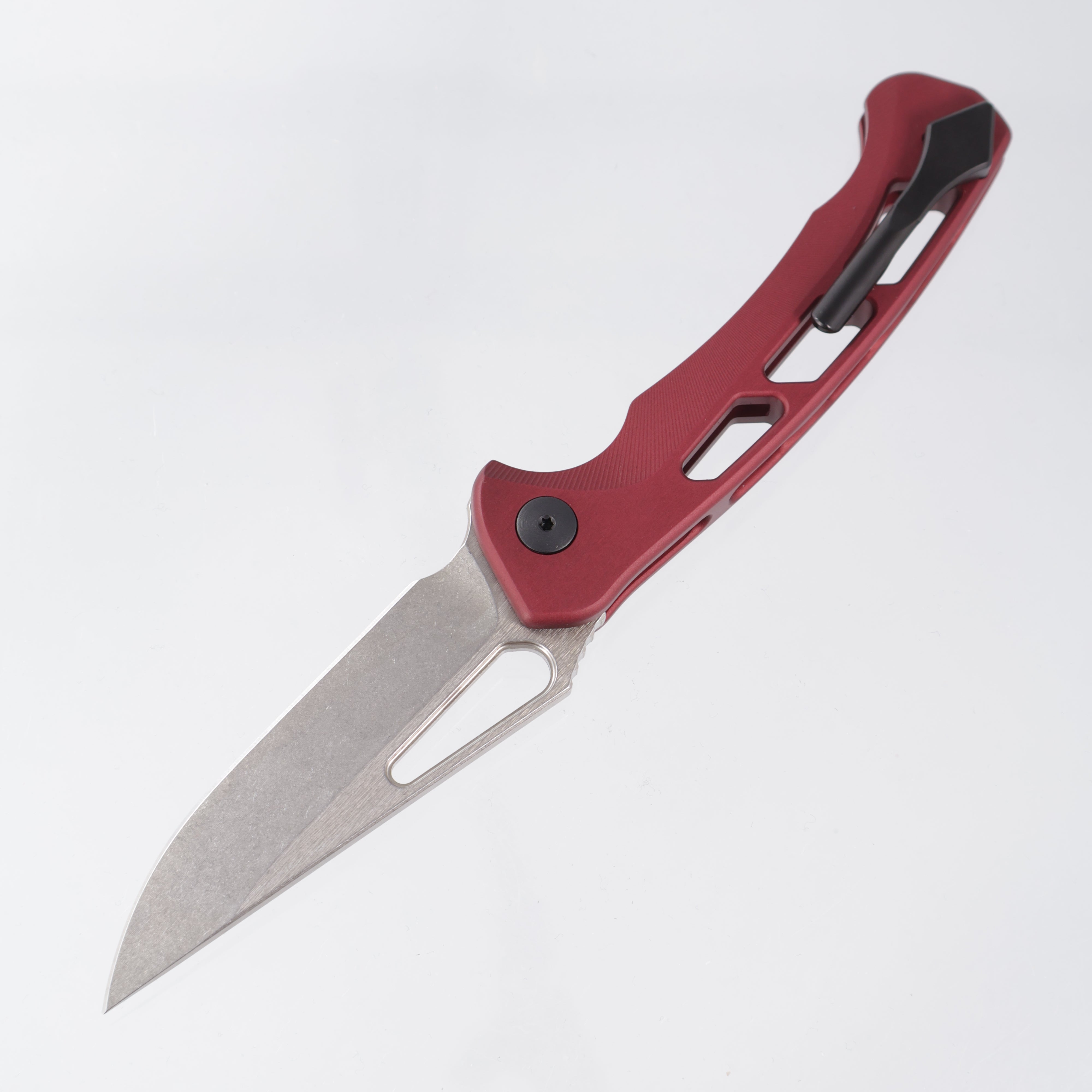 Dead Reckon Ridgeback Vertebrae Integral New Sexy Non Flipper - Red Aluminum w/ Silver Anchor - Stonewash Magnacut - RB-3562-17