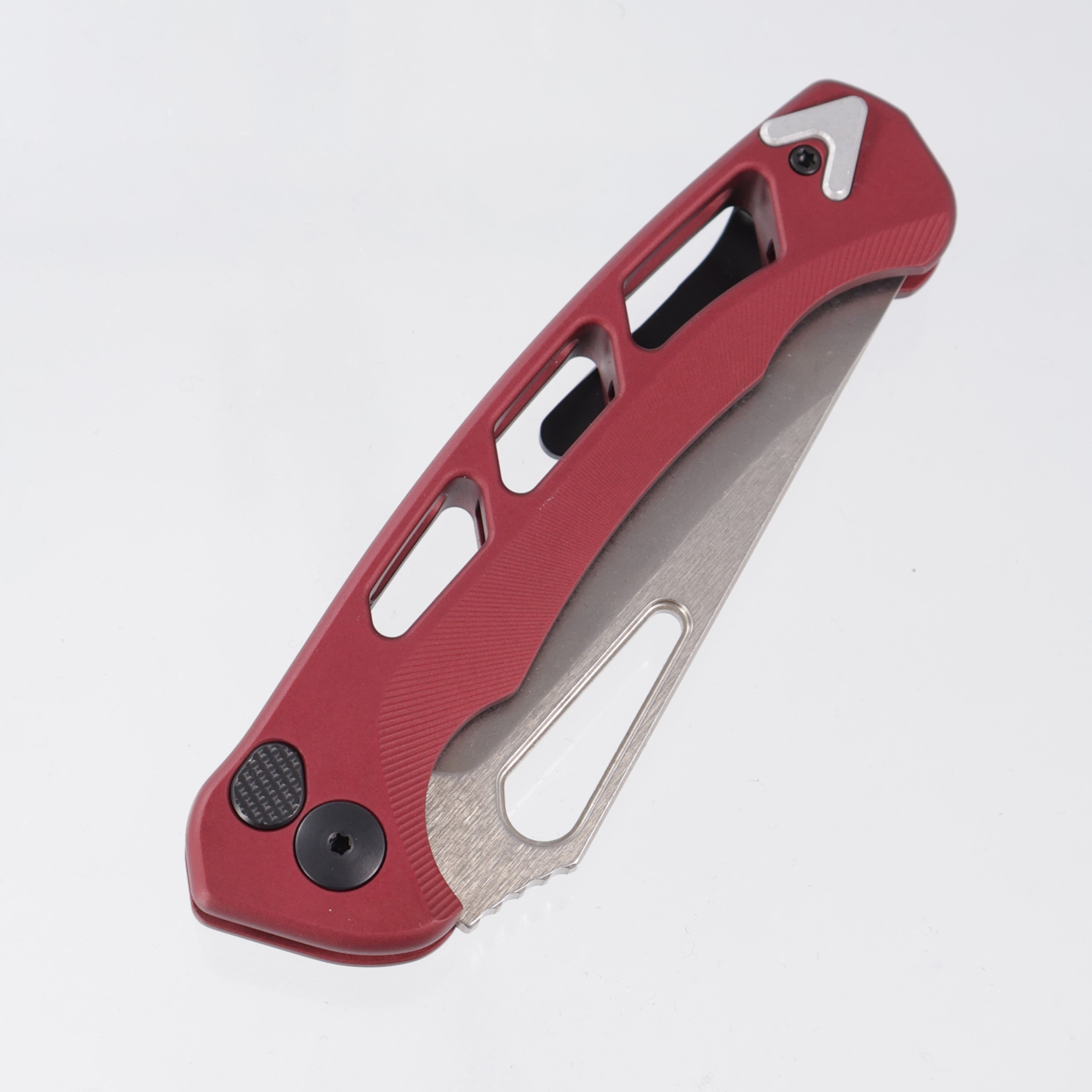 Dead Reckon Ridgeback Vertebrae Integral New Sexy Non Flipper - Red Aluminum w/ Silver Anchor - Stonewash Magnacut - RB-3562-17