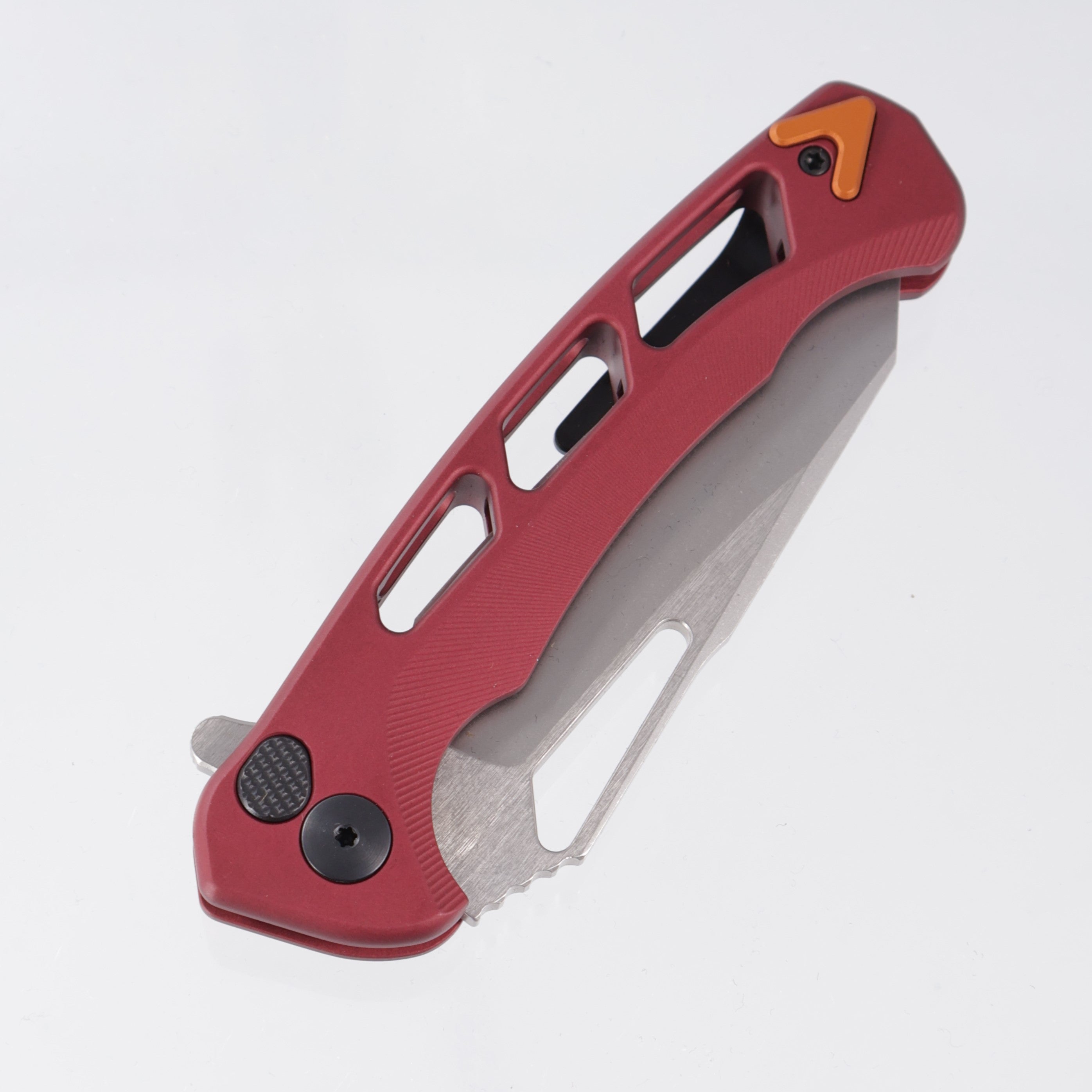 Dead Reckon Ridgeback Vertebrae Integral Reverse Tanto - Red Aluminum w/ Orange Anchor - Stonewash Magnacut - RB-4562-17