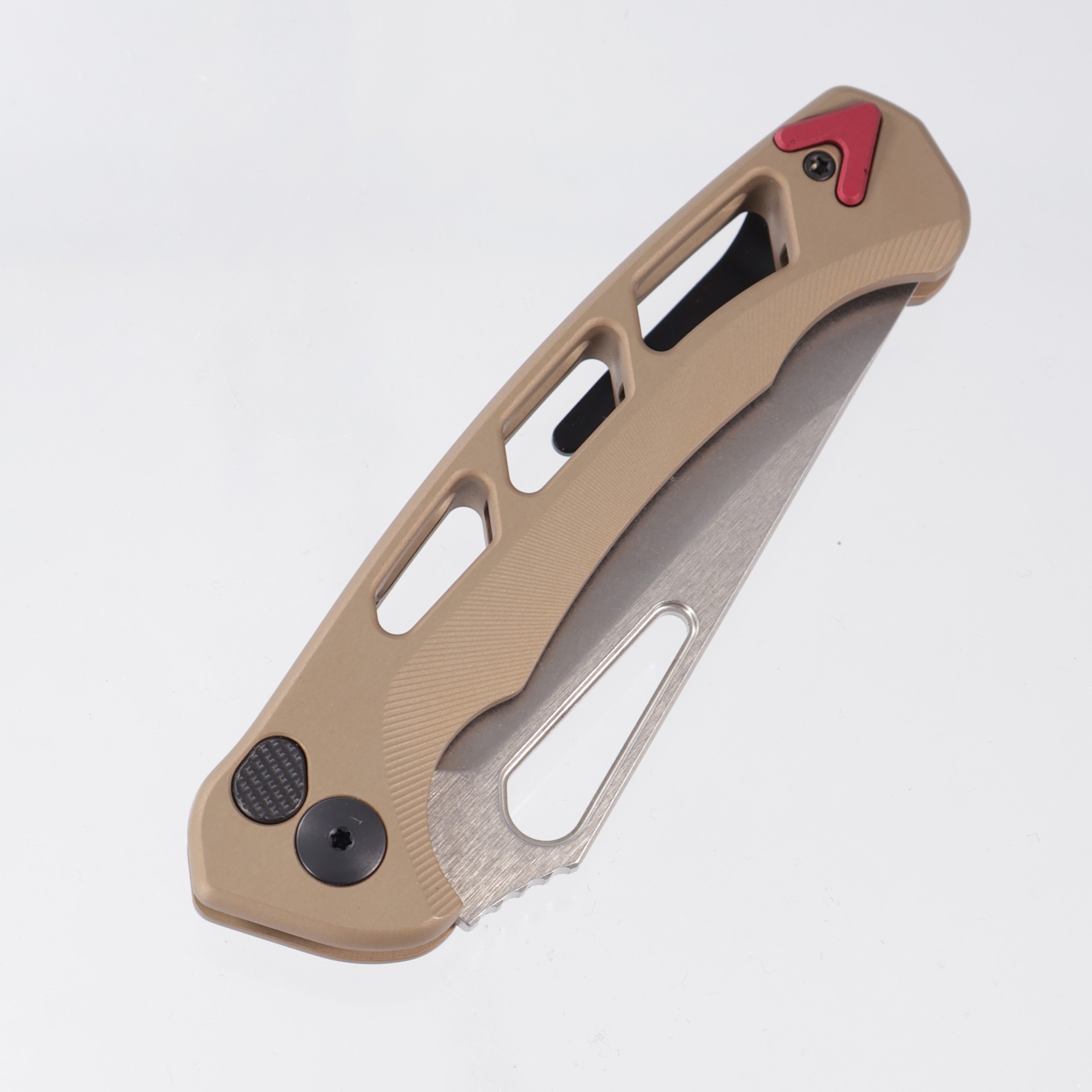 Dead Reckon Ridgeback Vertebrae Integral New Sexy Non Flipper - FDE Aluminum w/ Red Anchor - Stonewash Magnacut - RB-3562-17