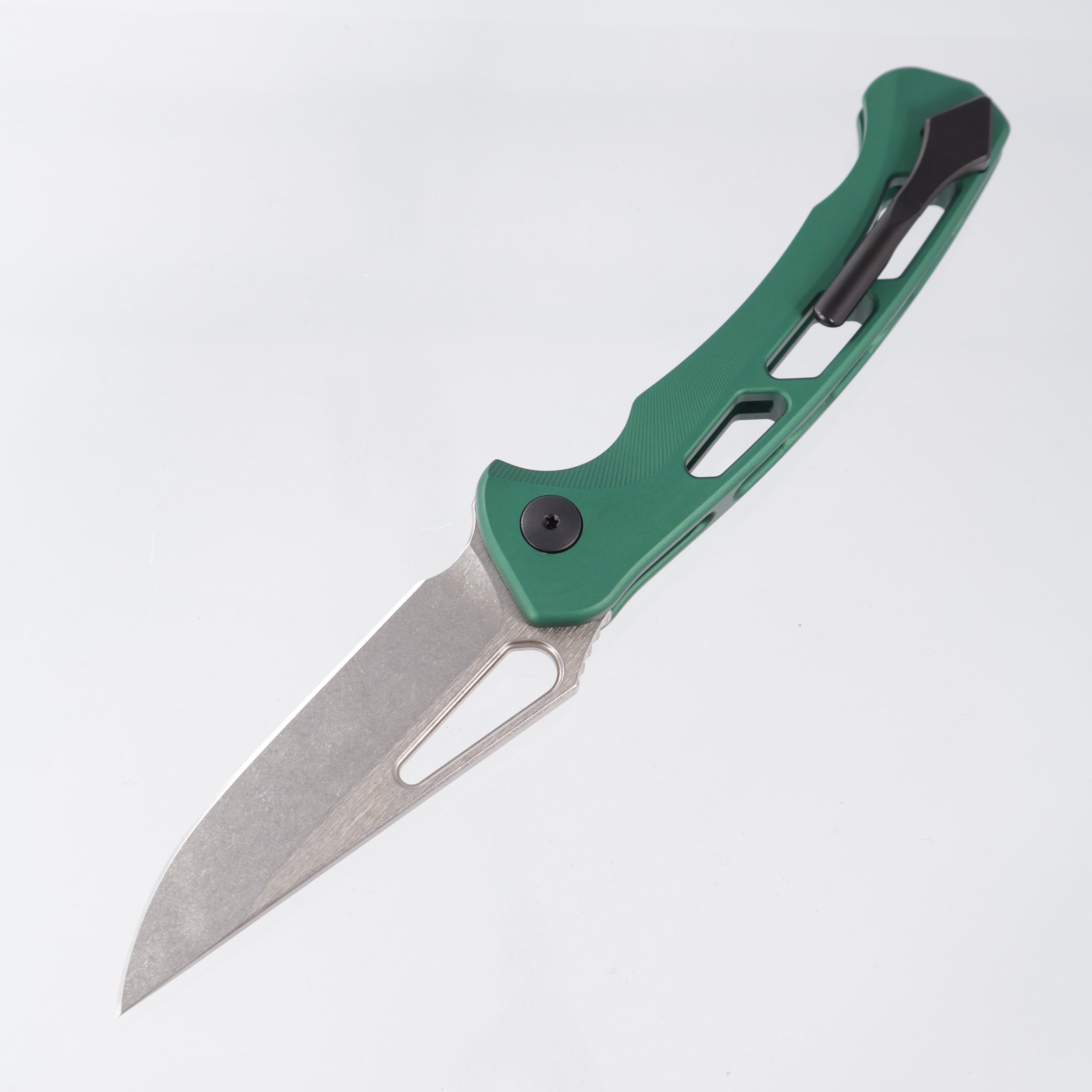 Dead Reckon Ridgeback Vertebrae Integral New Sexy Non Flipper - Green Aluminum w/ Silver Anchor - Stonewash Magnacut - RB-3562-17